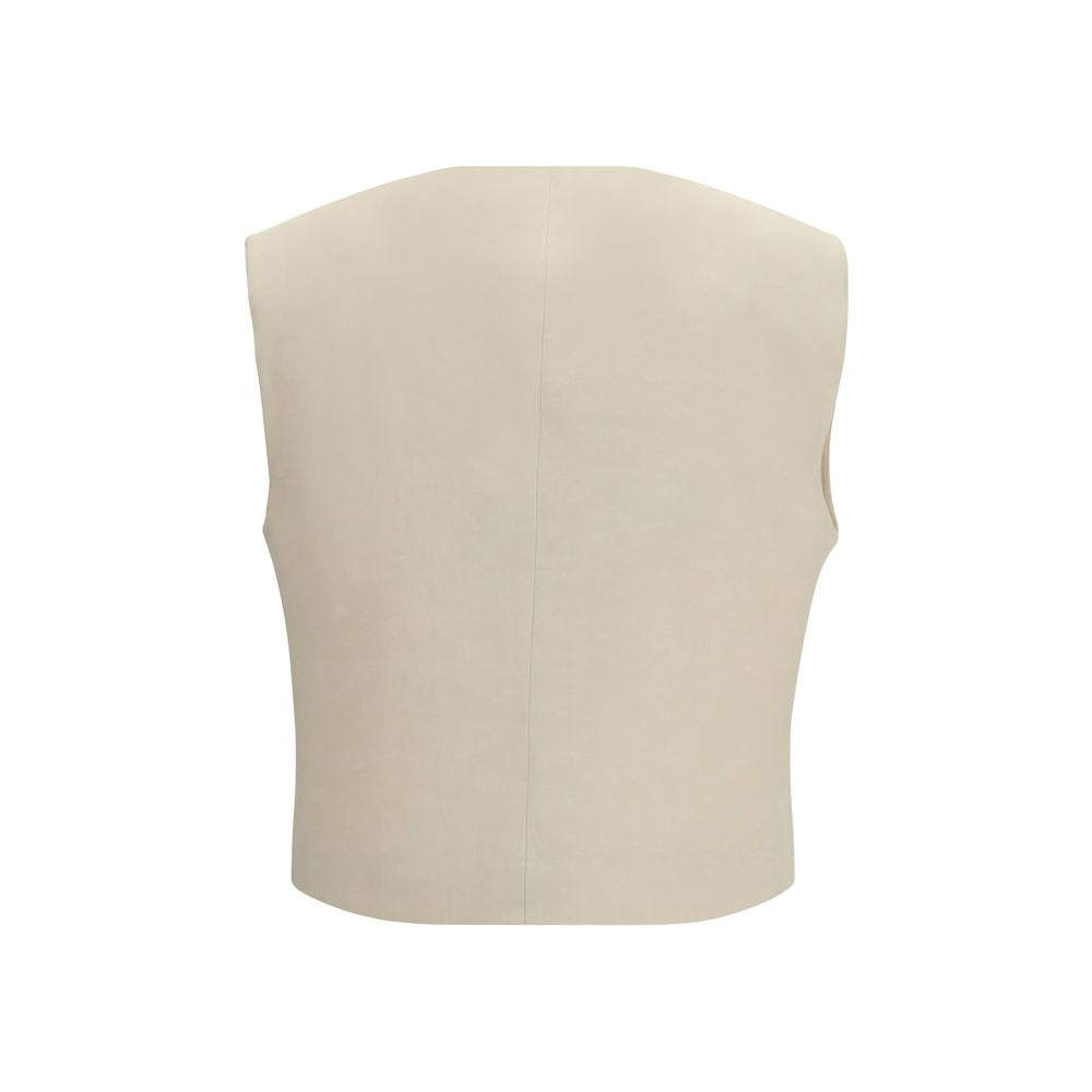 P.A.R.O.S.H. Beige Viscose Sleeveless Jacket