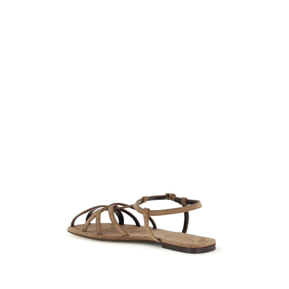 Herbert Levine Brown Calf Leather Bos Taurus Flat Sandals