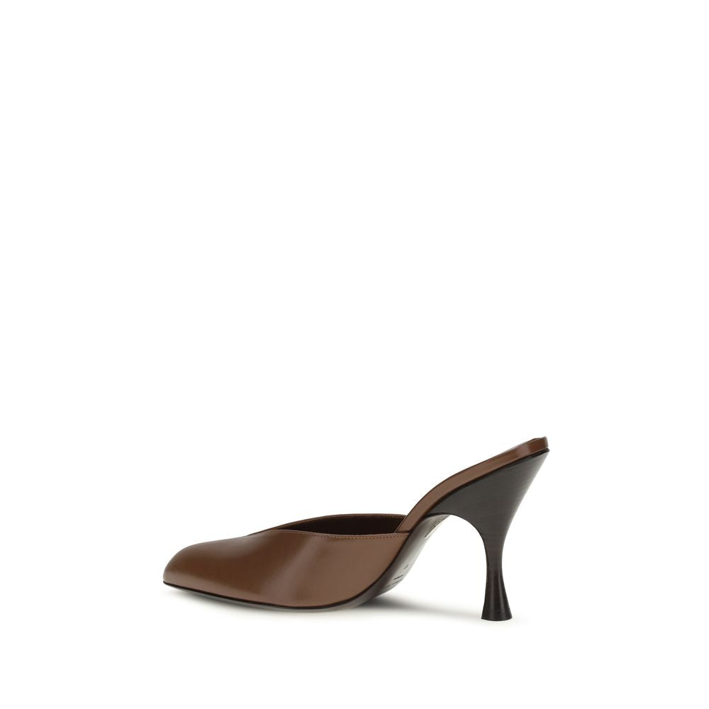 Herbert Levine Brown Calf Leather Bos Taurus Mules