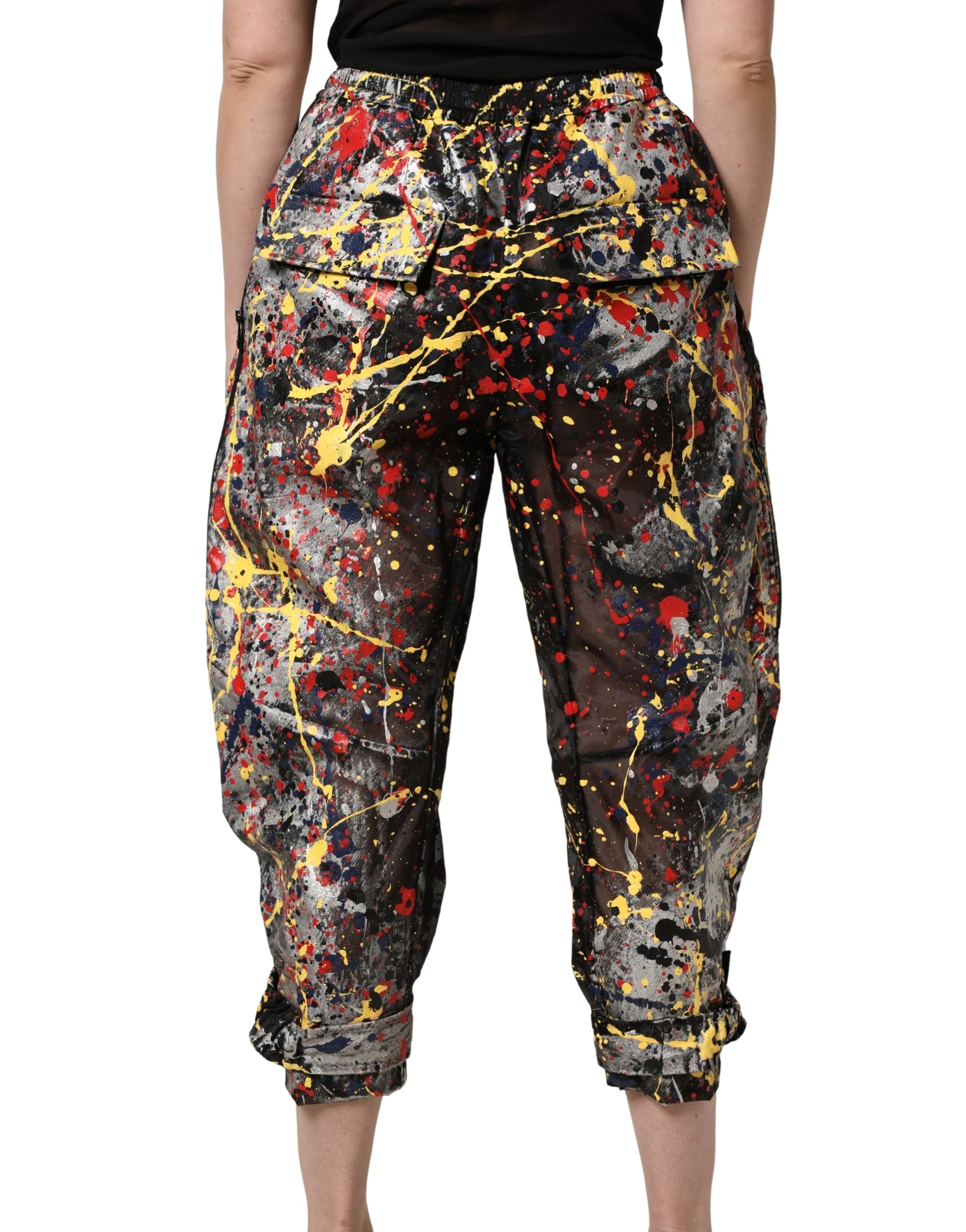 Dolce & Gabbana Black ColorSplash Effect Cargo Cropped Pants