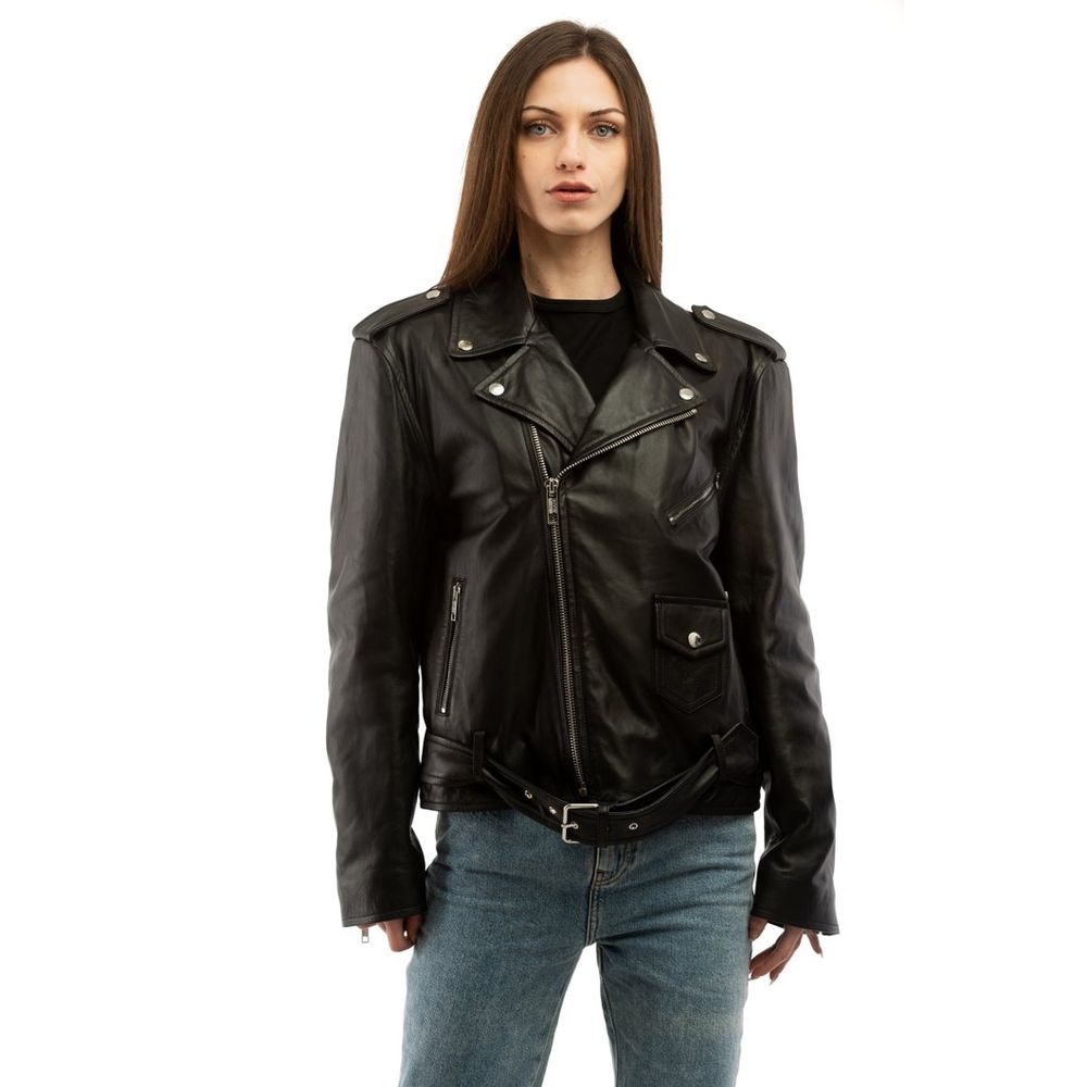 Moschino Black Polyester Leather Jacket