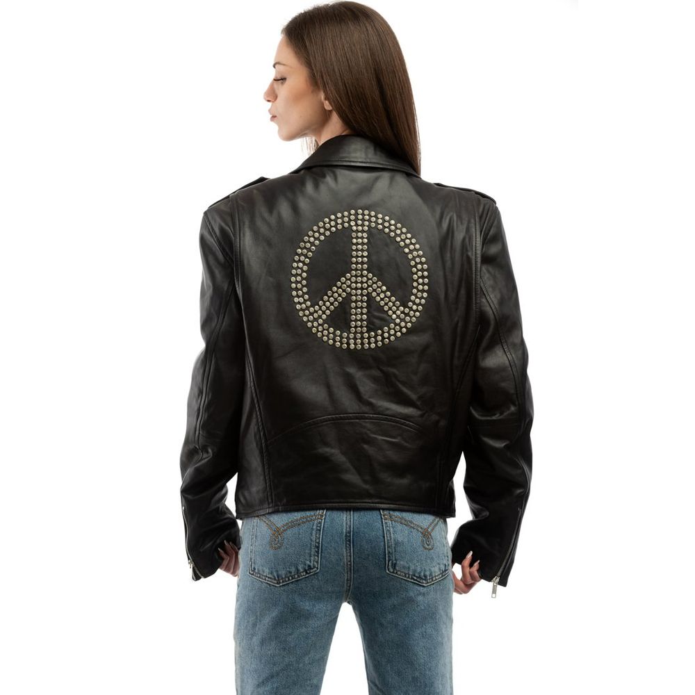 Moschino Black Polyester Leather Jacket