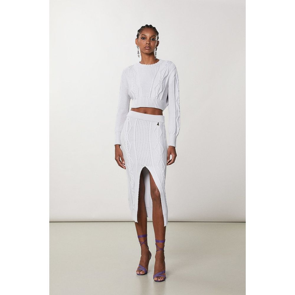 Patrizia Pepe White Viscose Midi Skirt
