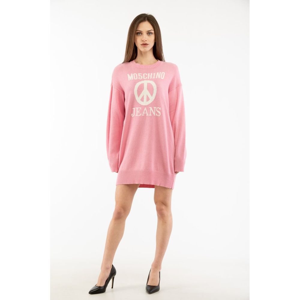 Moschino Peace Sign Pink Sweatshirt Dress
