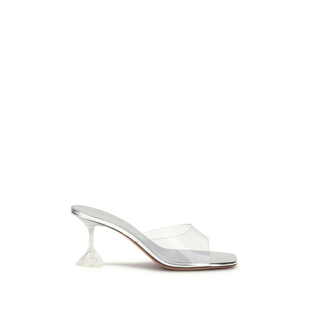Amina Muaddi Silver Pvc Platform Sandals