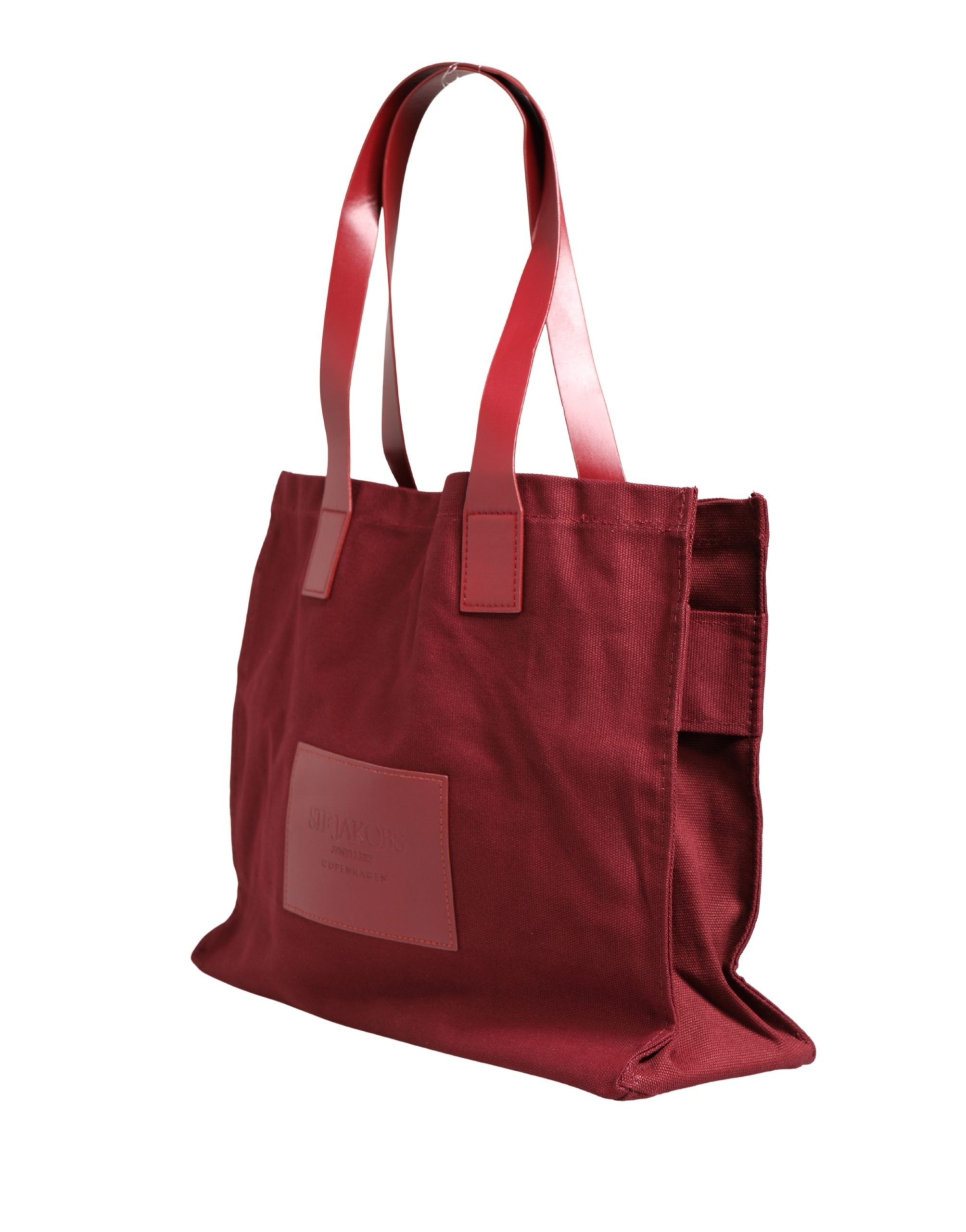 SIF JAKOBS Burgundy Cotton Canvas Shopping Tote Women Borse Jewellery Bag
