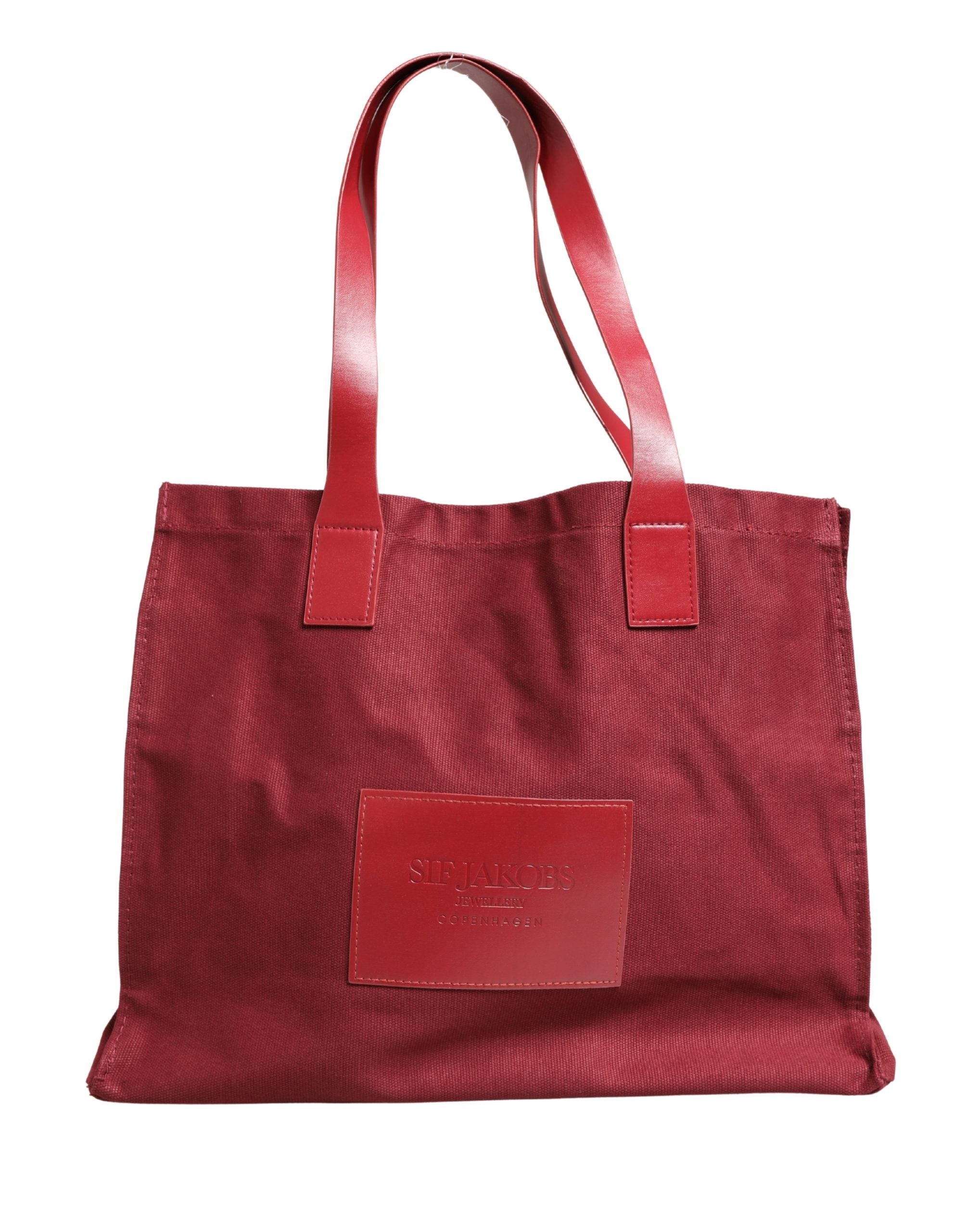 SIF JAKOBS Burgundy Cotton Canvas Shopping Tote Women Borse Jewellery Bag