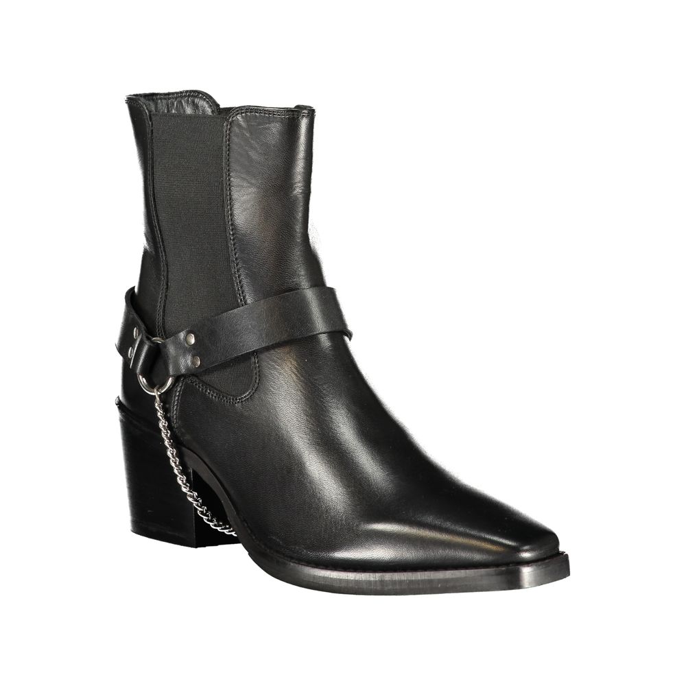 Cafenoir Black Leather Women Ankle Boot