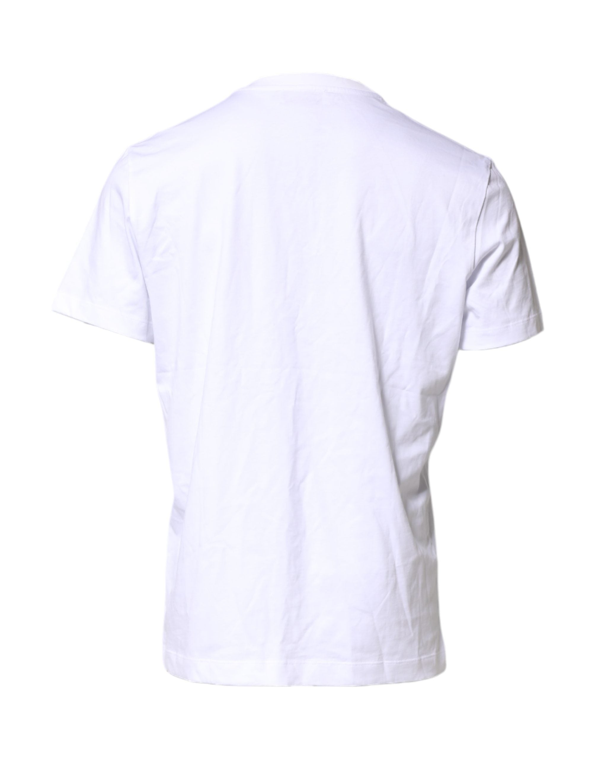 Dolce & Gabbana White Cotton DG Logo Embroidery Men T-shirt