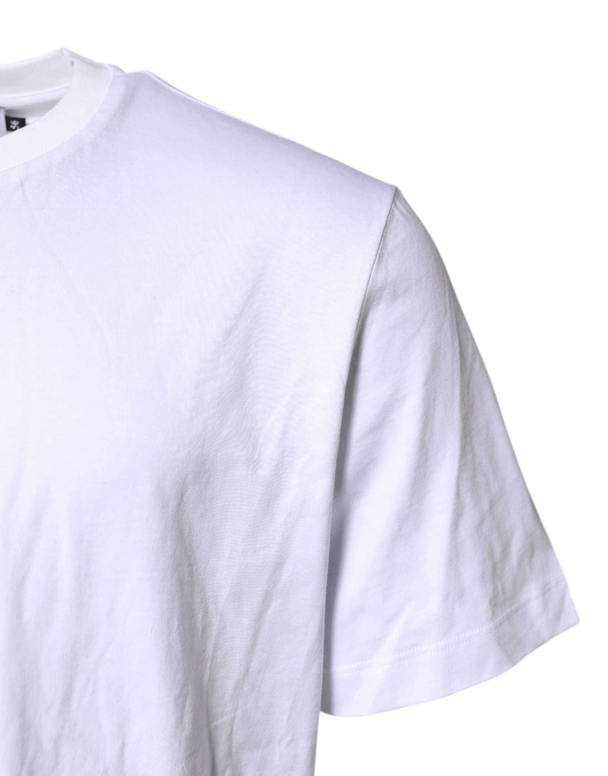 Dolce & Gabbana White Cotton DG Logo Embroidery Men T-shirt
