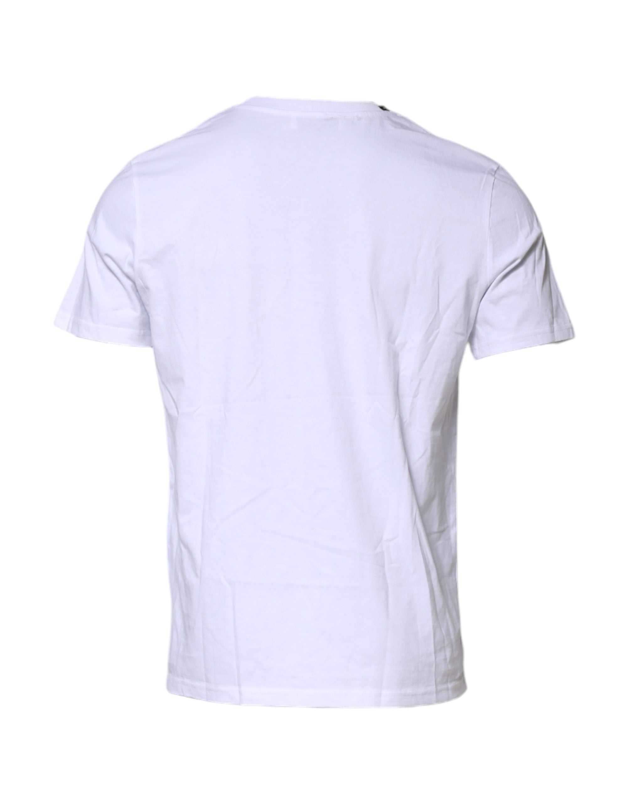 Dolce & Gabbana White Cotton Leopard Print Crew Neck T-shirt