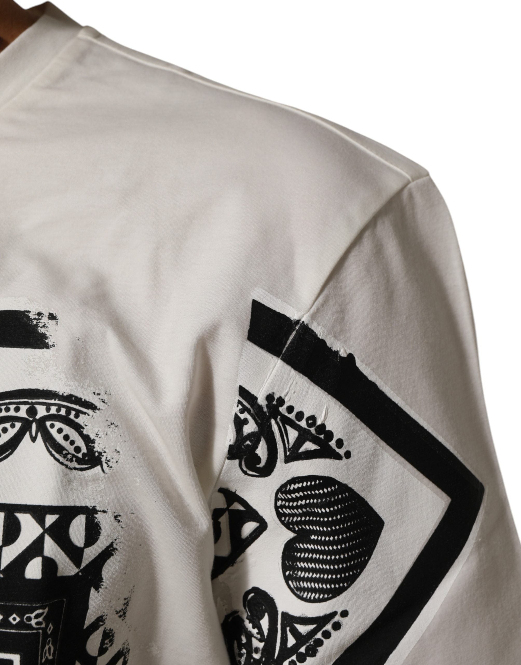 Dolce & Gabbana White Cotton Bandana Print CrewNeck T-shirt