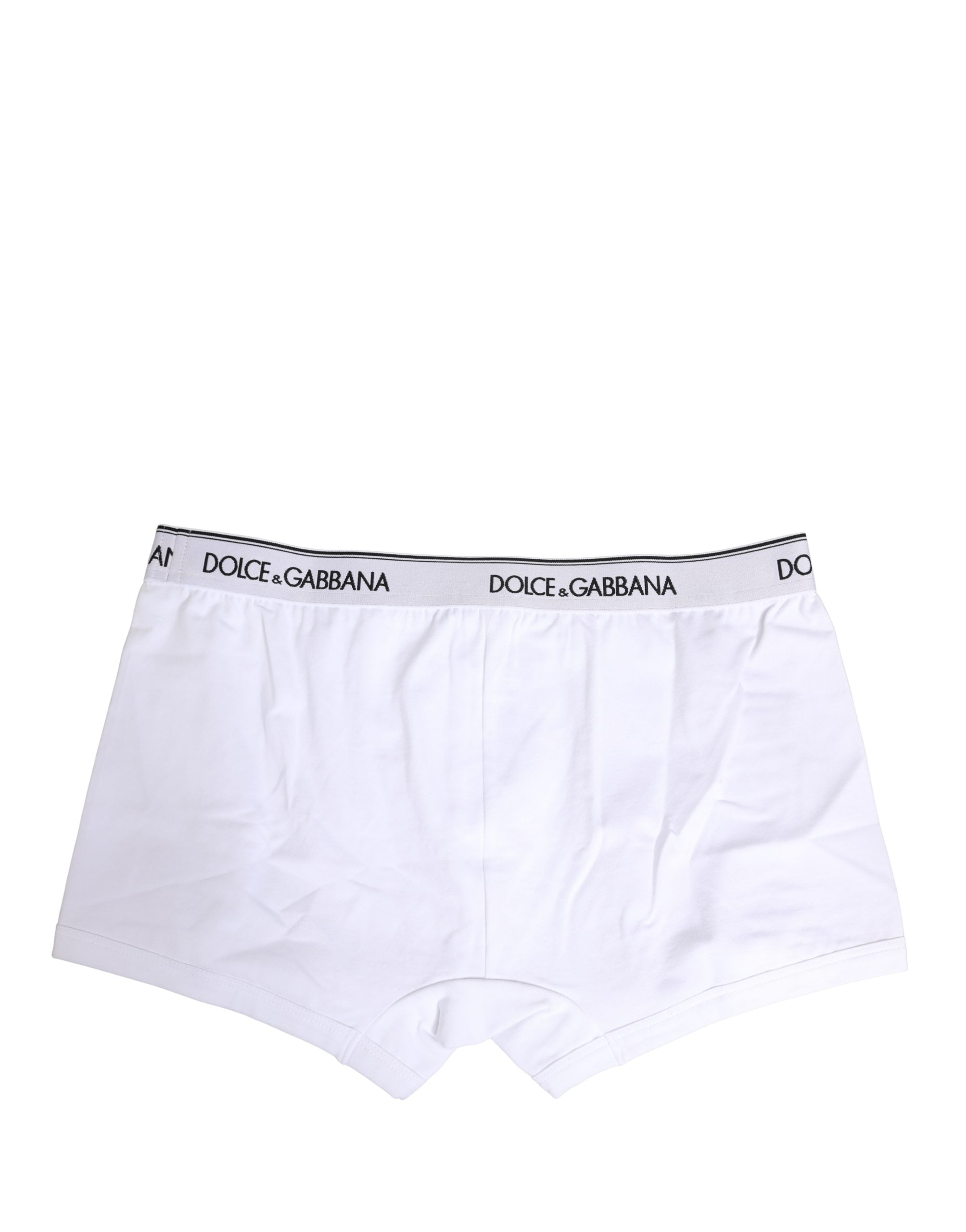 Dolce & Gabbana White Logo Waistband Cotton Boxer Underwear