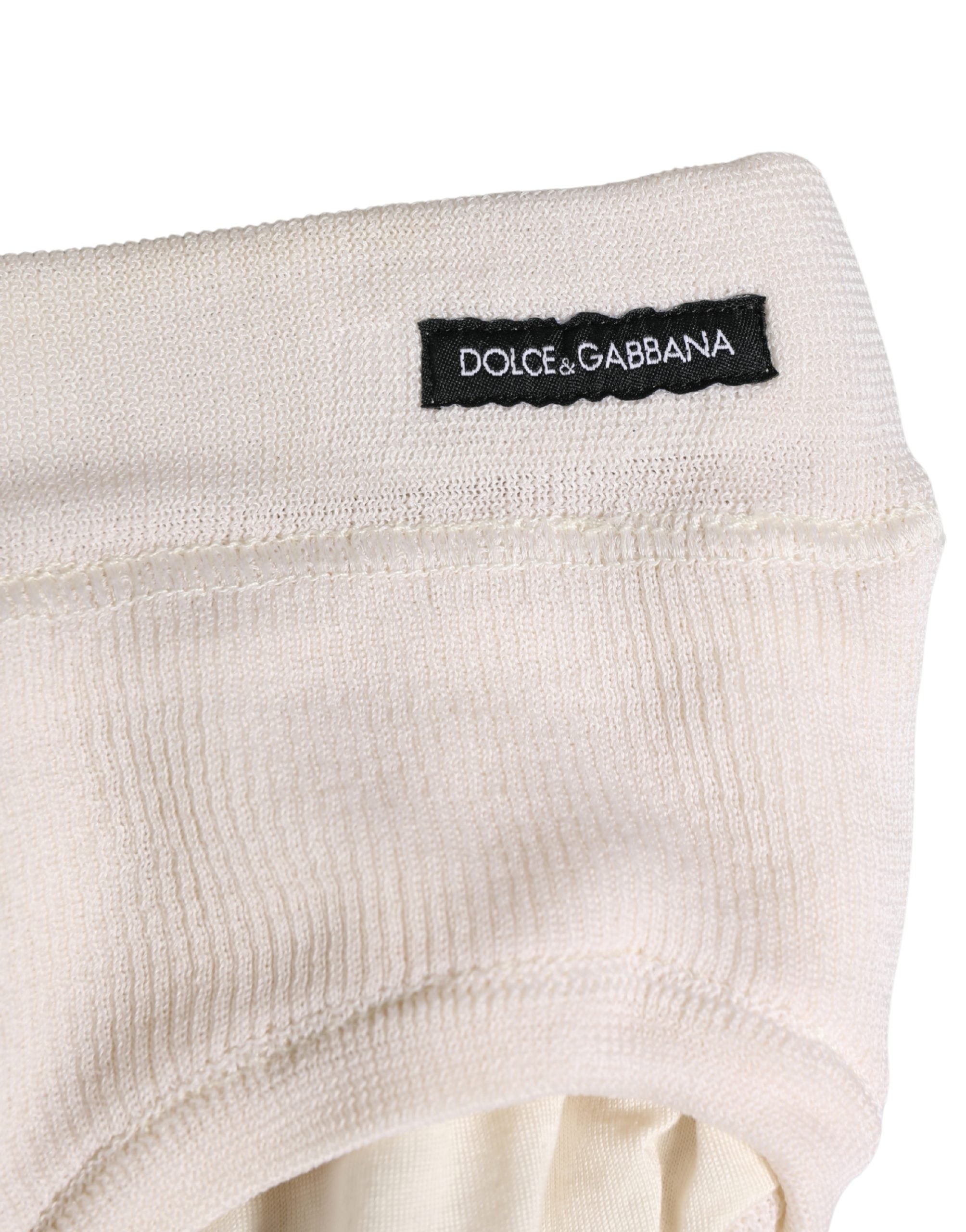 Dolce & Gabbana Off White Logo Silk Men Briefs Underwear