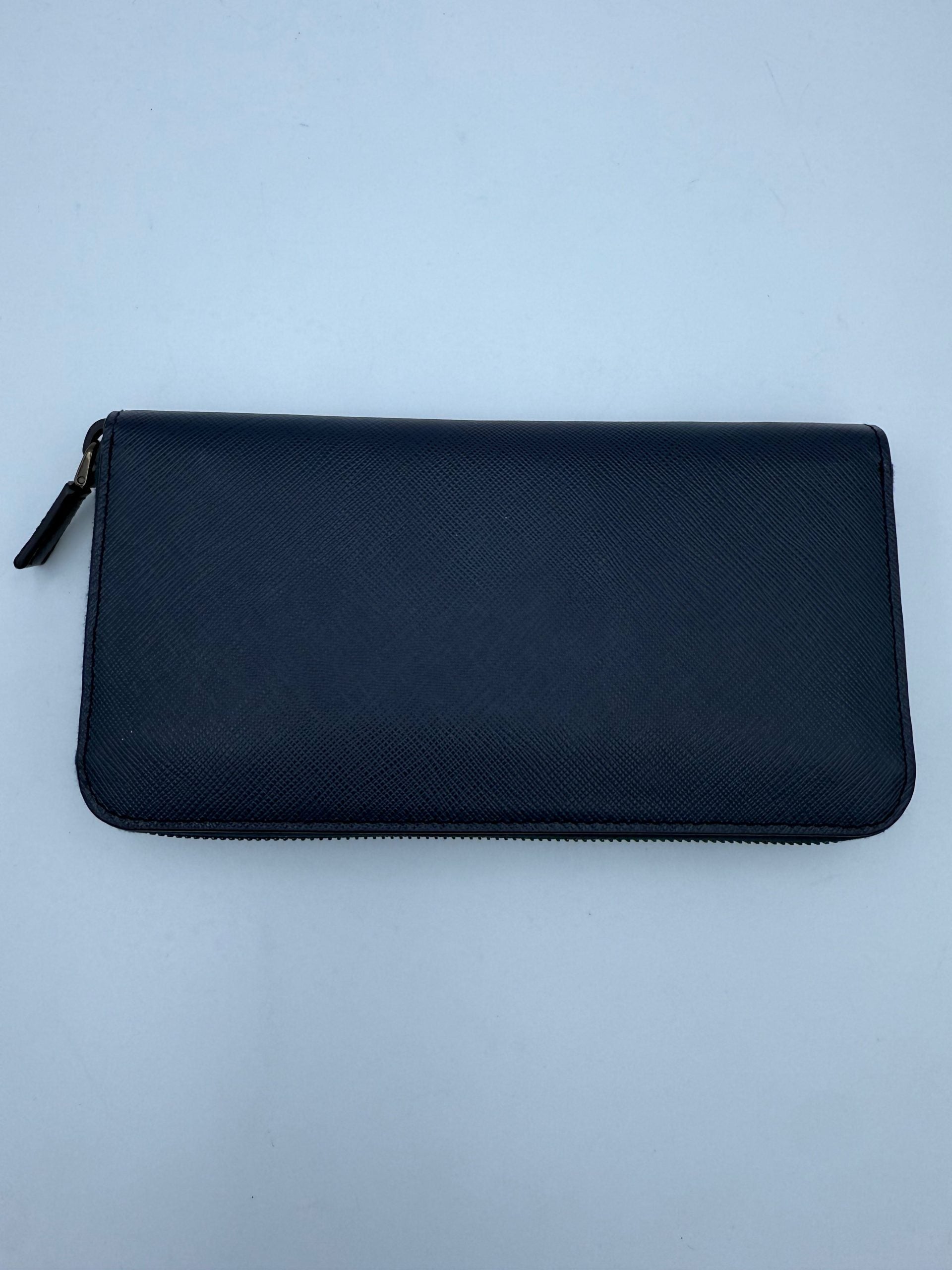 Prada PRADA Zip in Blue Saffiano Wallet