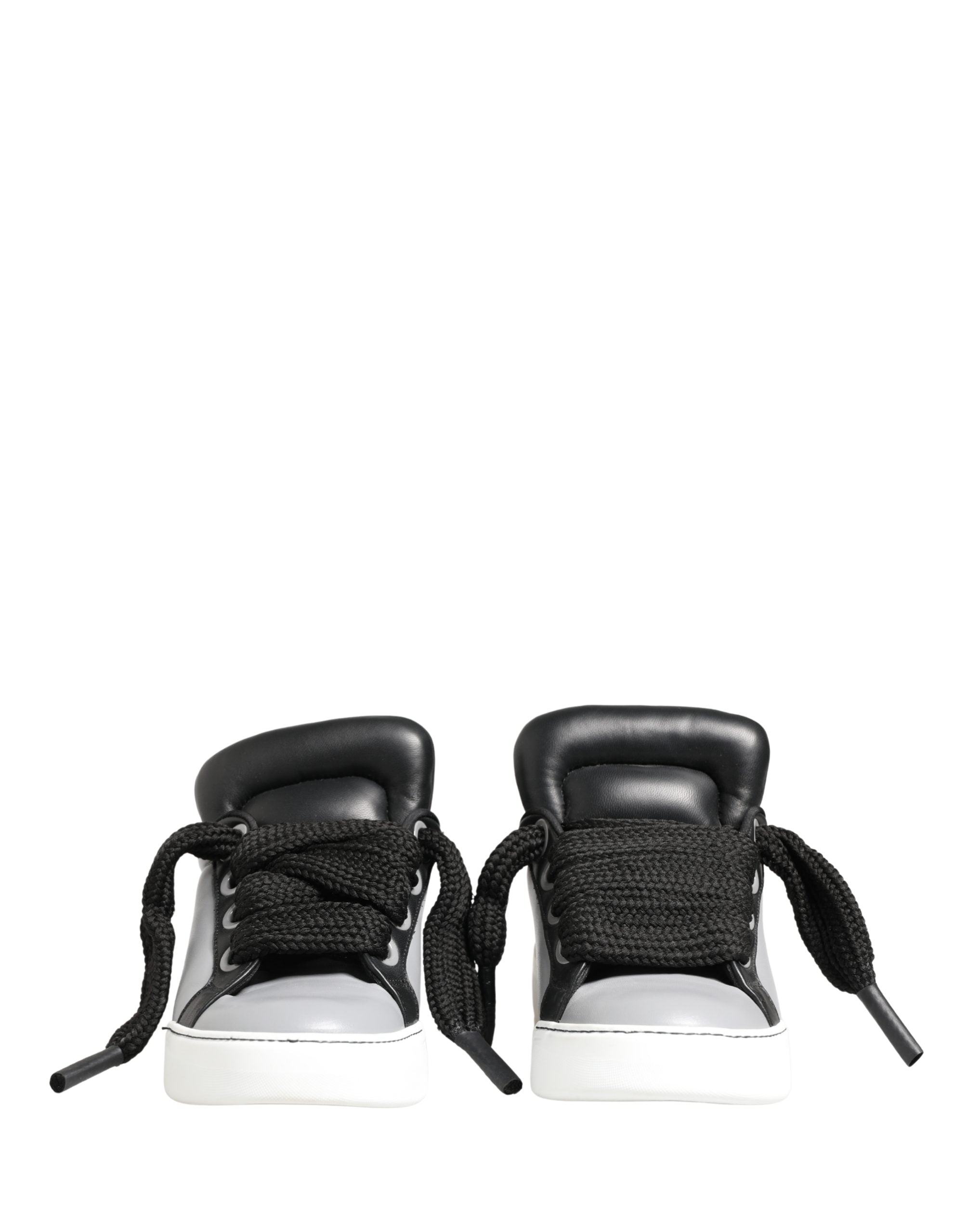 Dolce & Gabbana Gray Leather Low Top Lace Up Sneakers Shoes