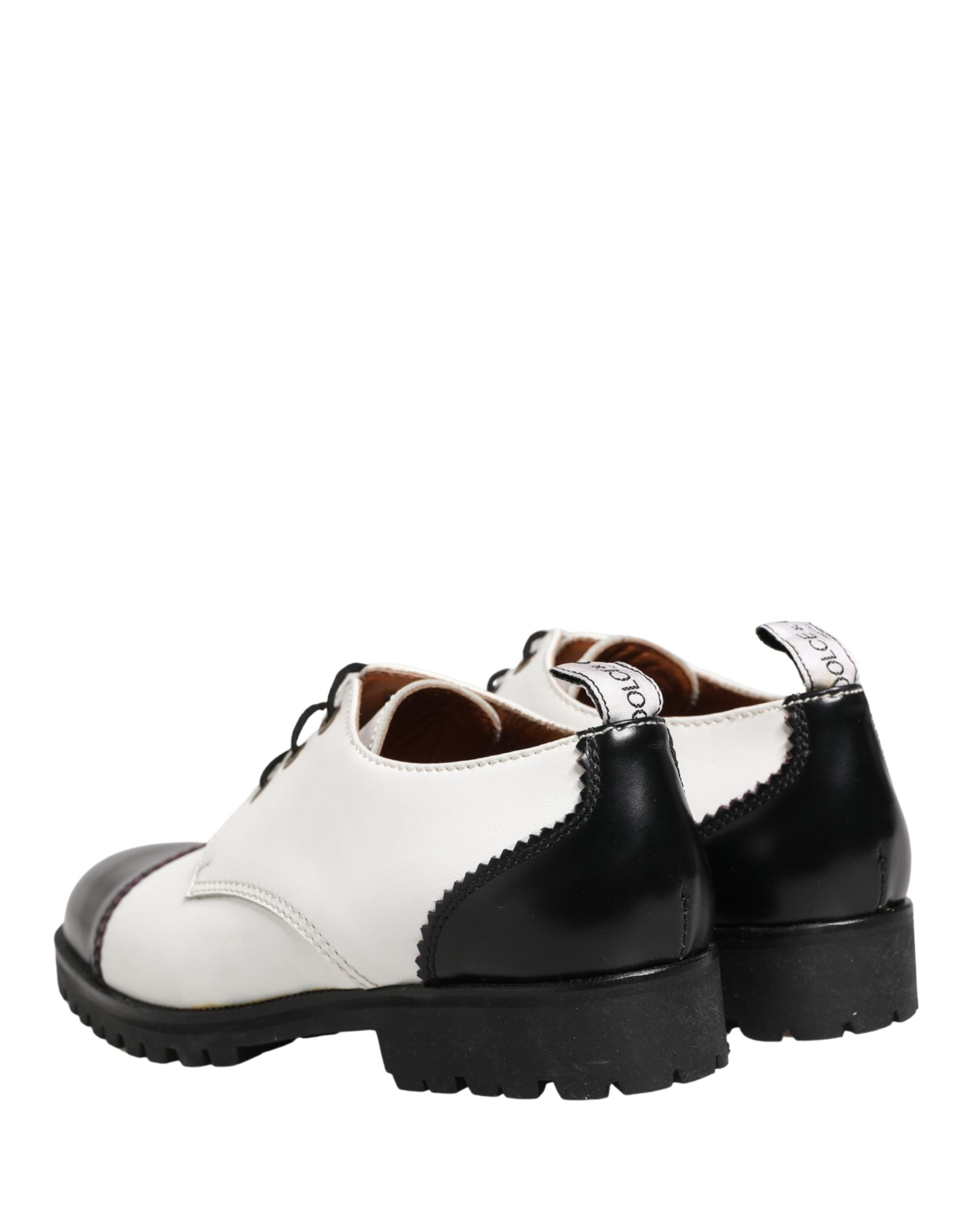 Dolce & Gabbana Black White Leather Derby Shoes