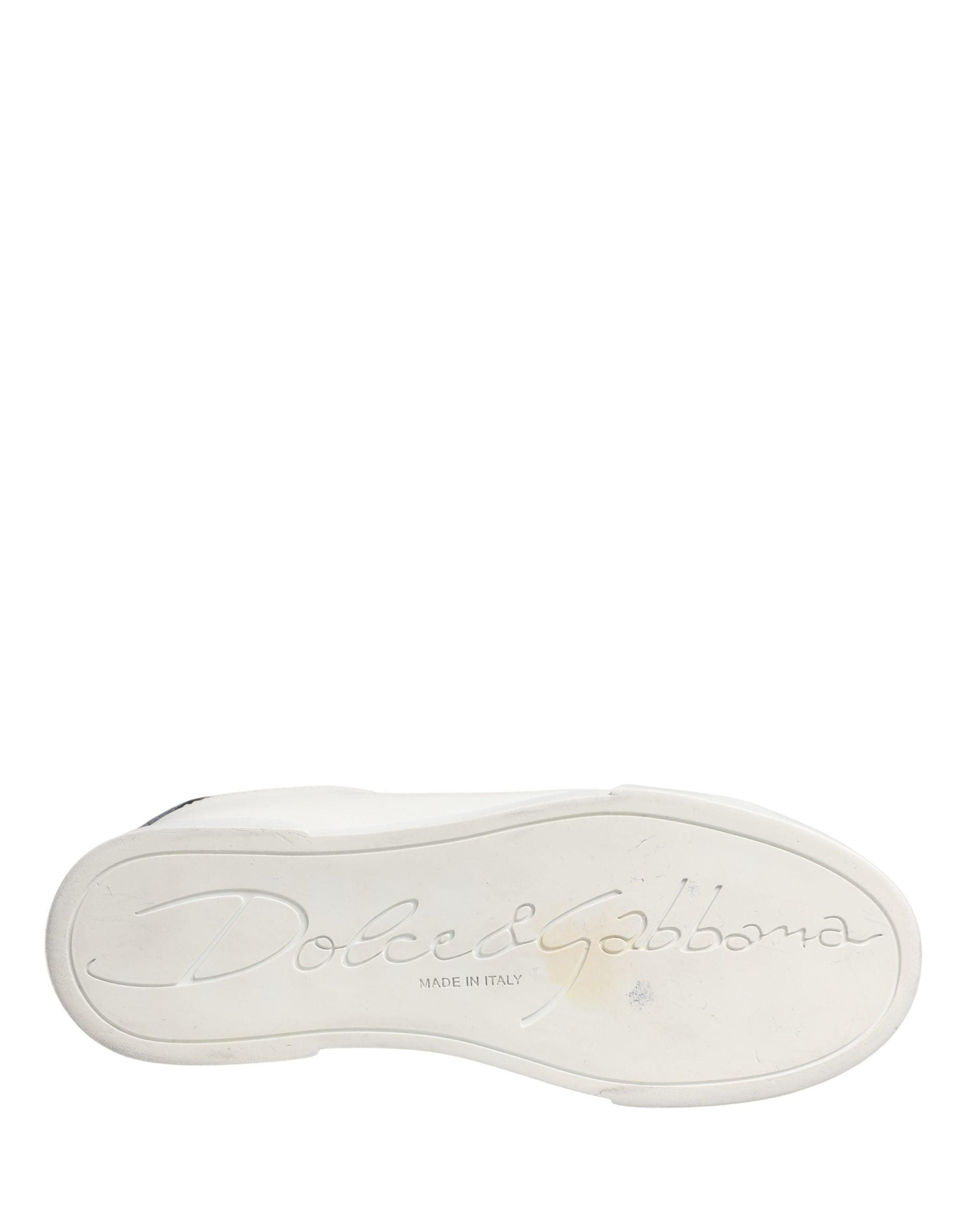 Dolce & Gabbana White Black Portofino Leather Sneakers Shoes