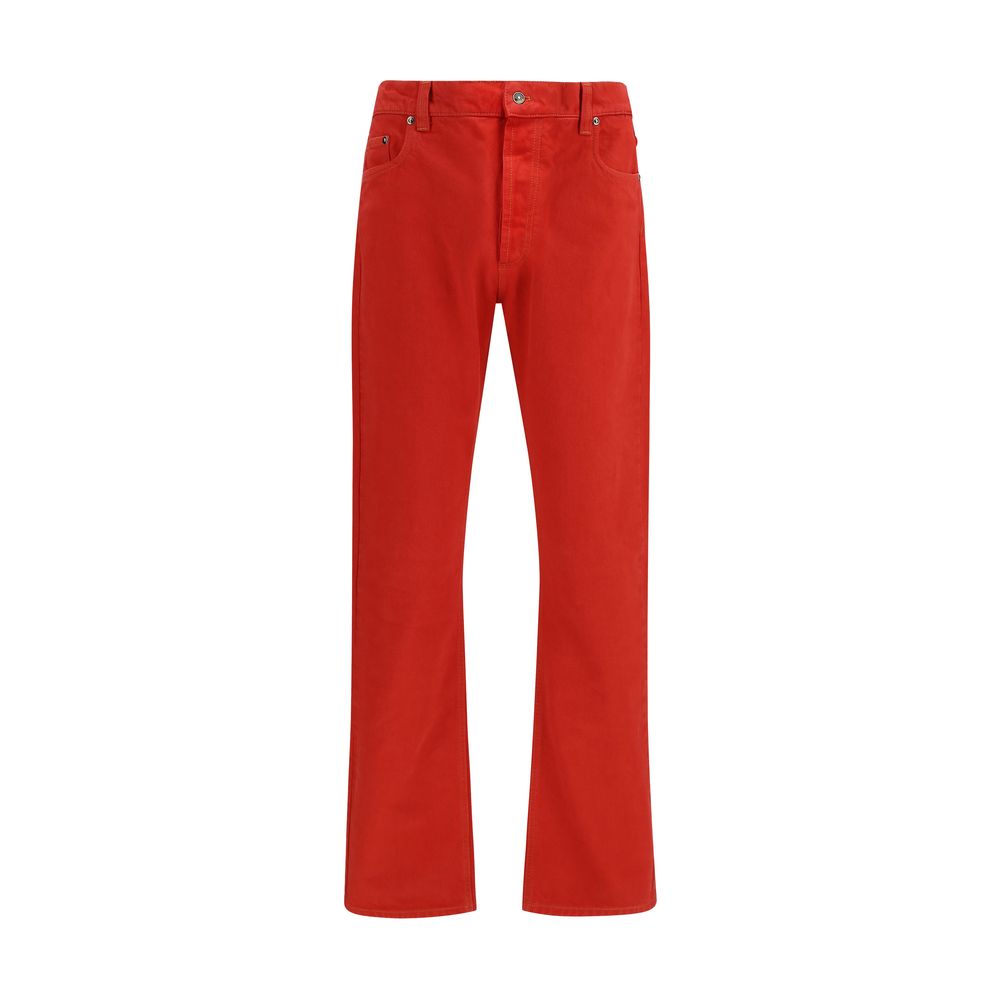 Versace Red Cotton Straight-Leg Jeans
