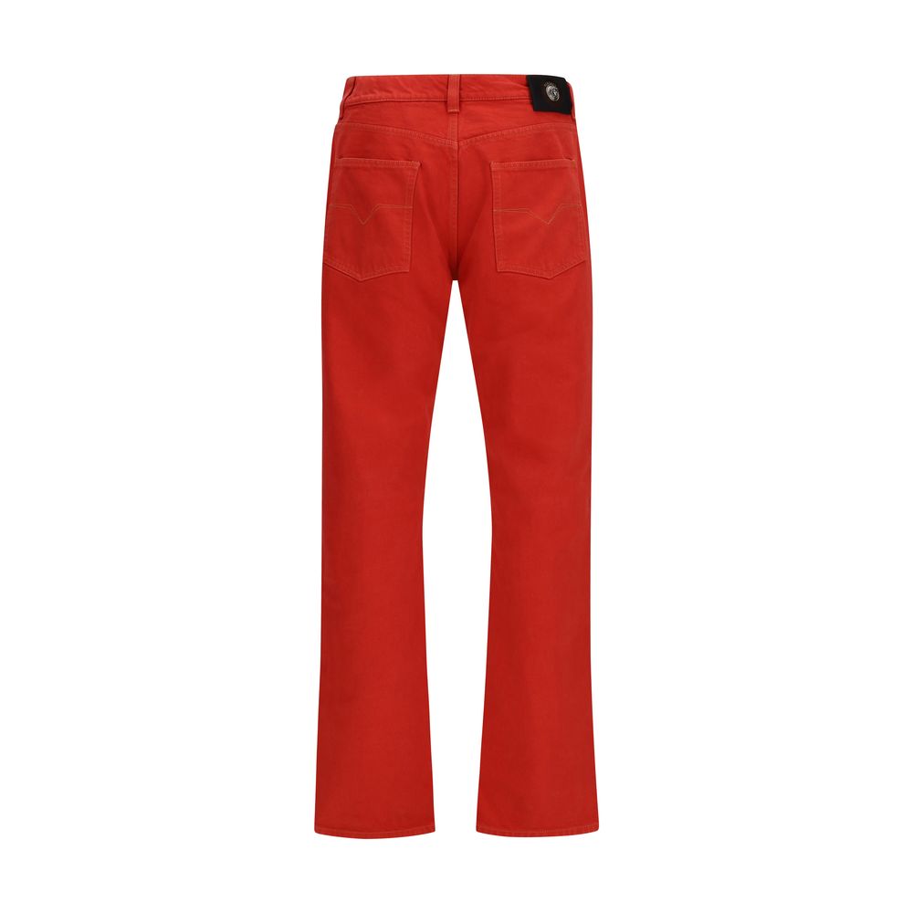 Versace Red Cotton Straight-Leg Jeans