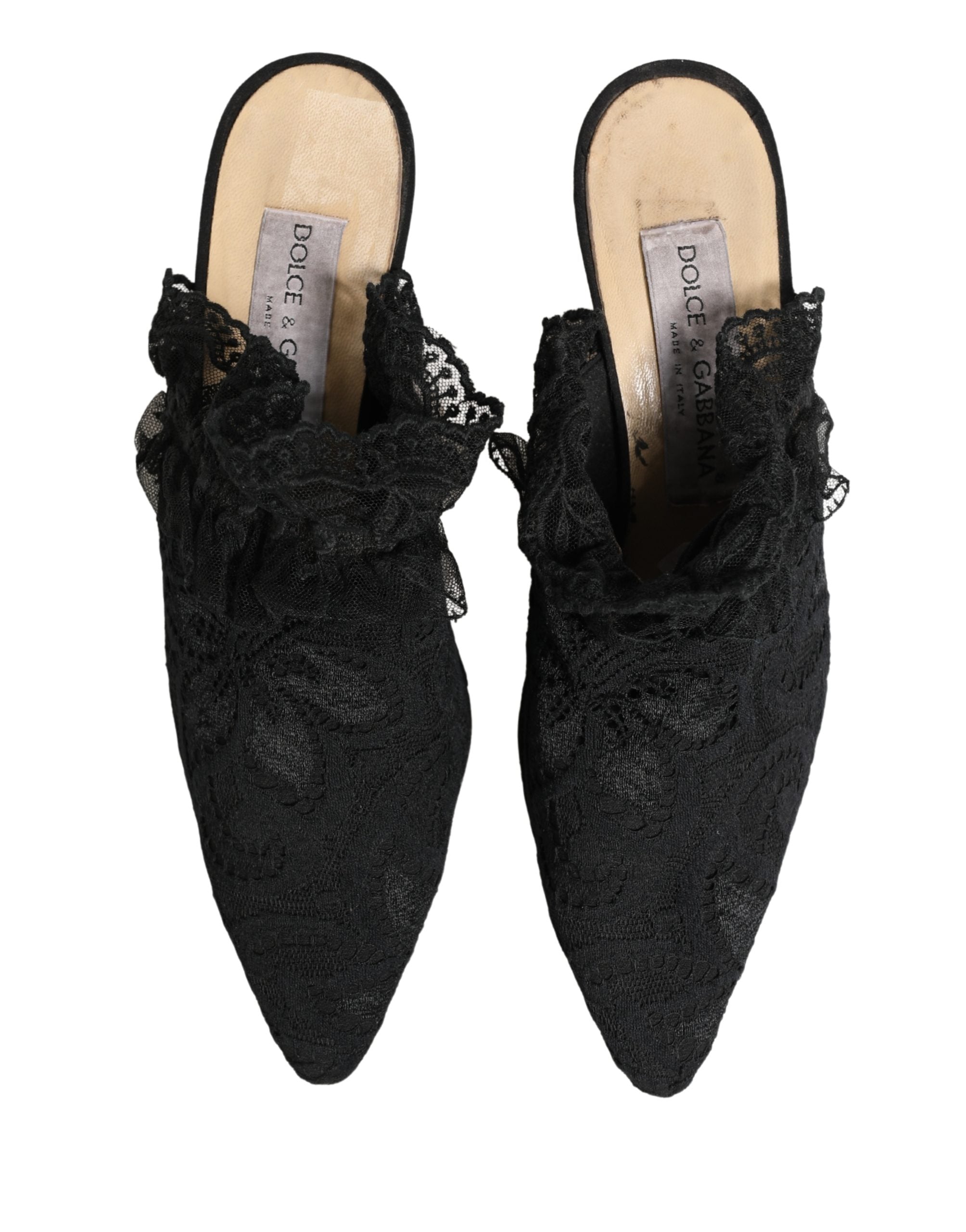 Dolce & Gabbana Black Lace Heels Sandals Shoes