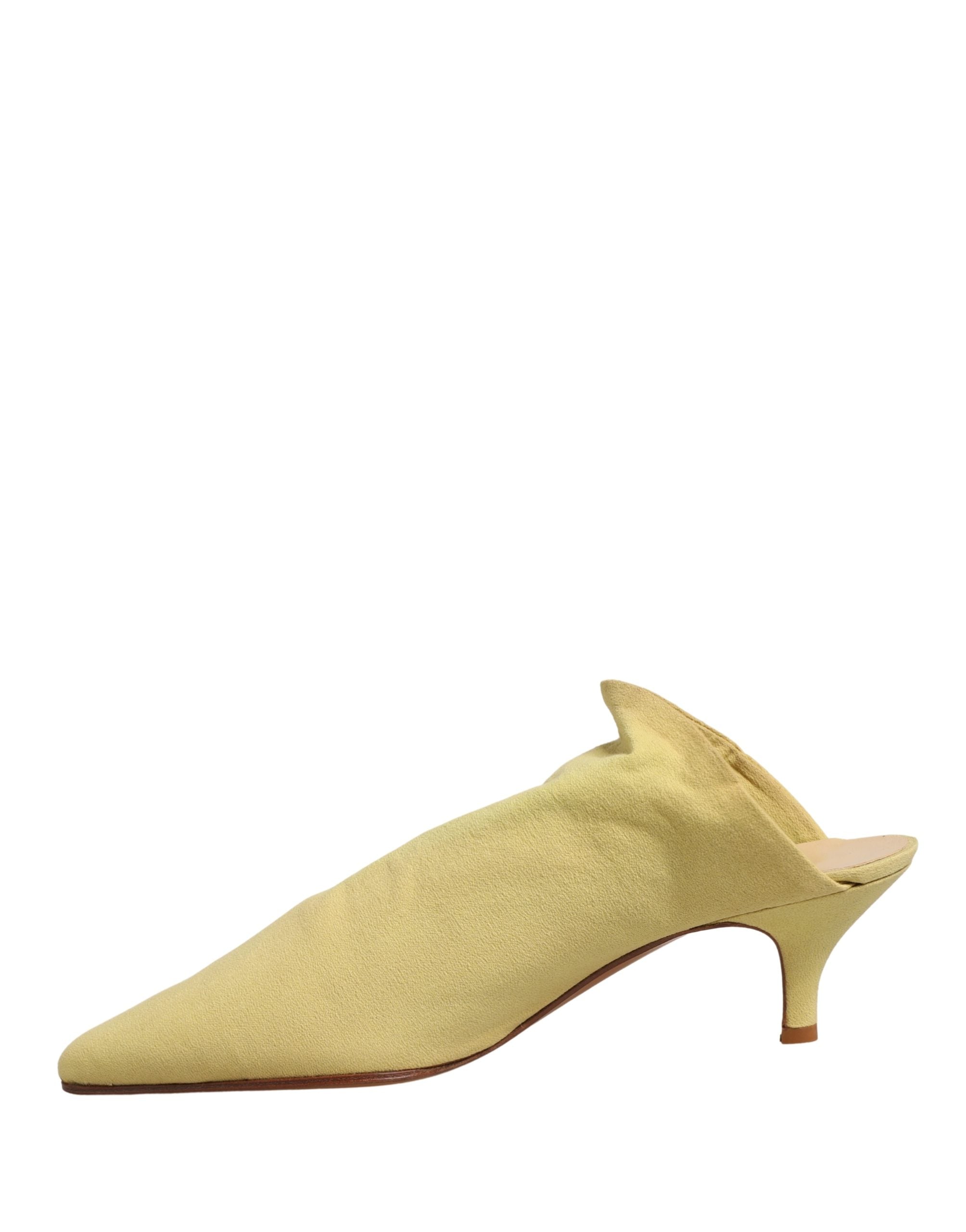 Dolce & Gabbana Yellow Suede Heel Mule Shoes