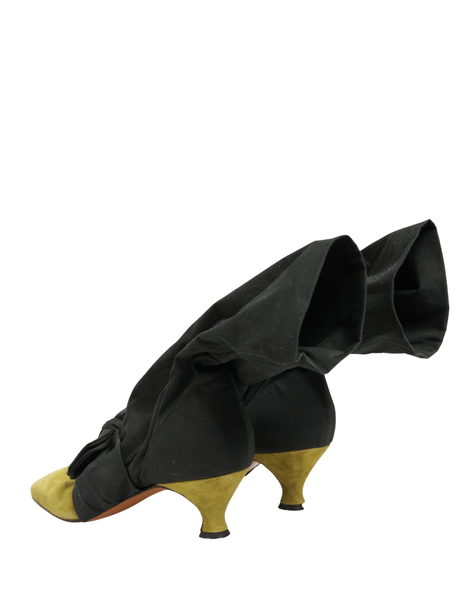Dolce & Gabbana Black Yellow Suede Boots Shoes