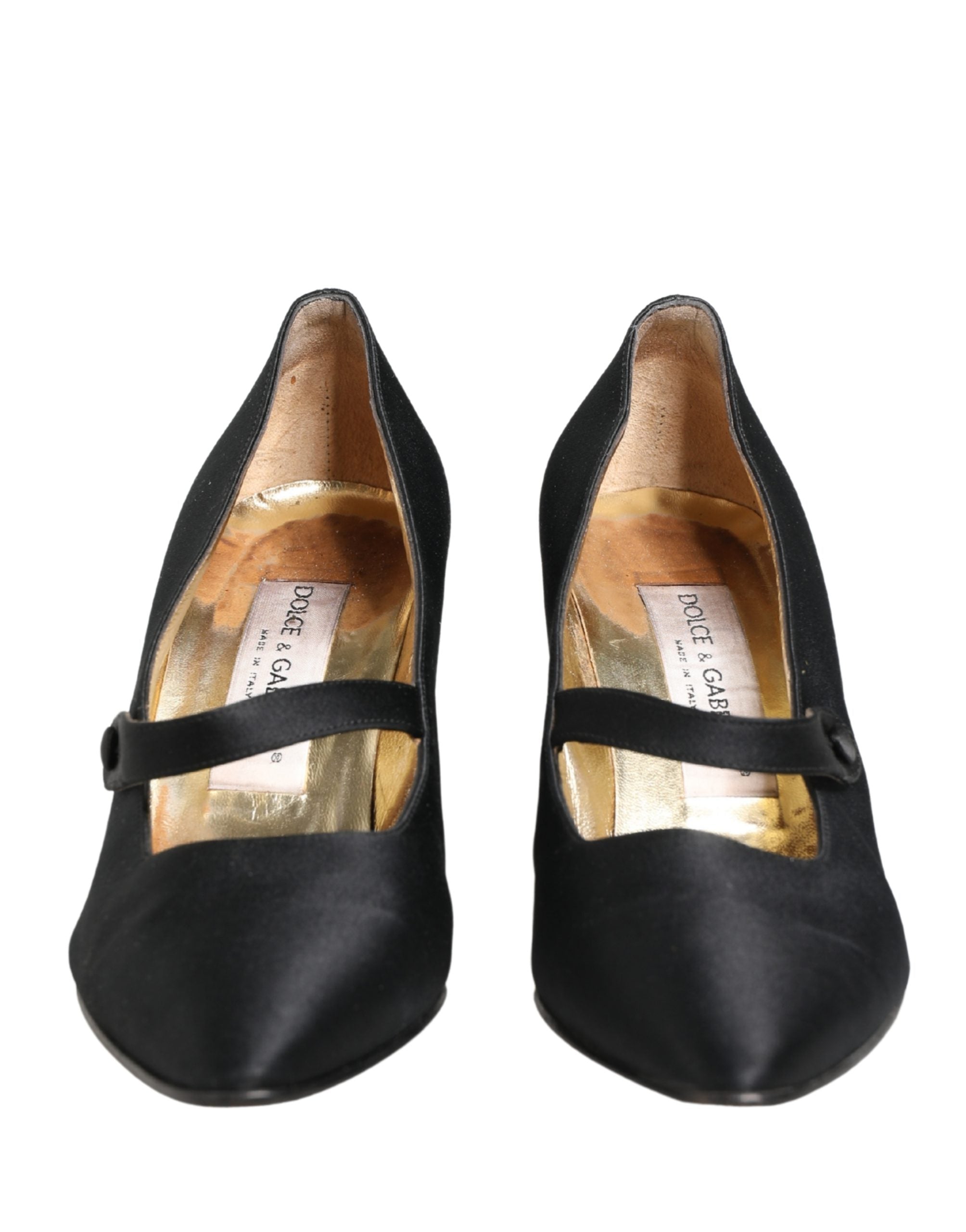 Dolce & Gabbana Black Satin Mary Jane Pumps Shoes