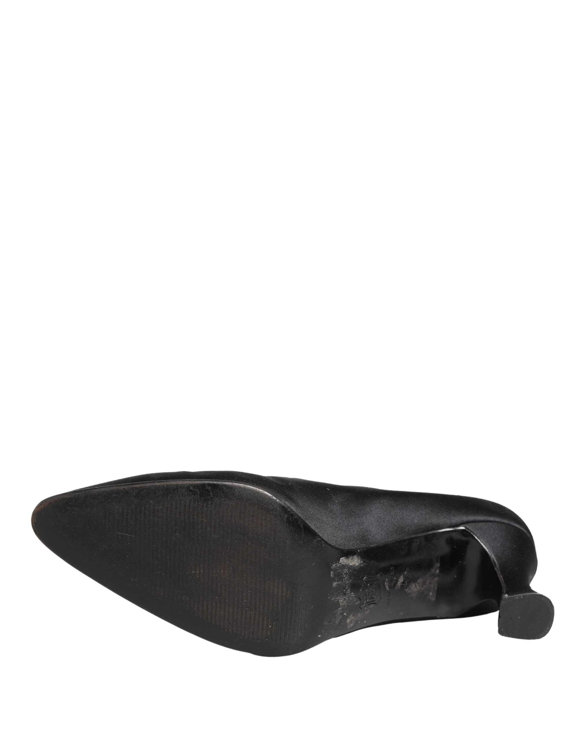 Dolce & Gabbana Black Satin Mary Jane Pumps Shoes