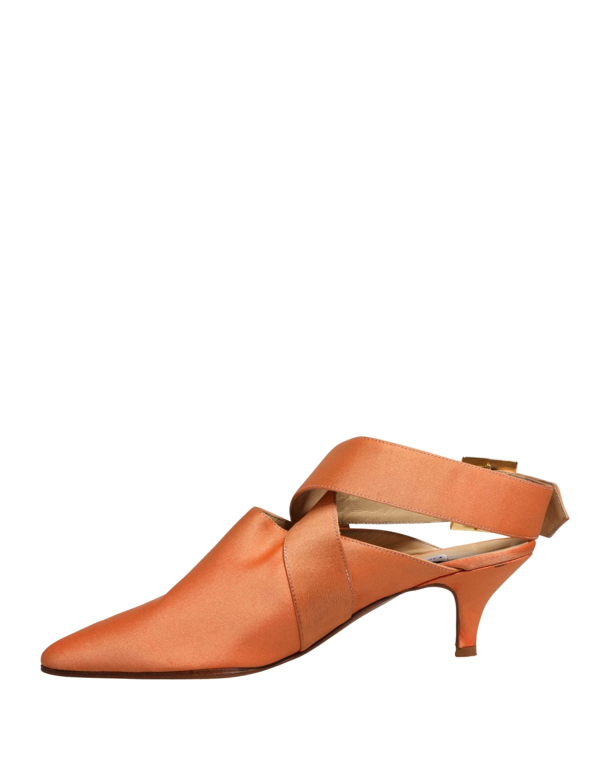 Dolce & Gabbana Orange Satin Sandals Shoes