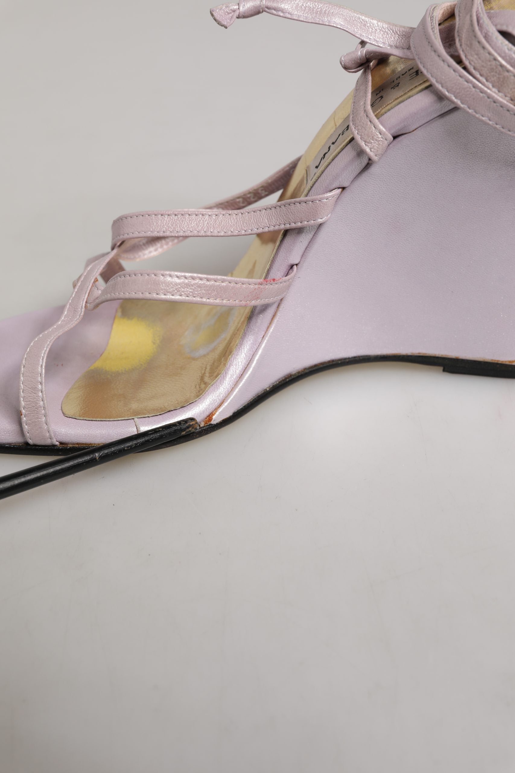 Dolce & Gabbana Purple Leather Wedge Heels Sandals Shoes