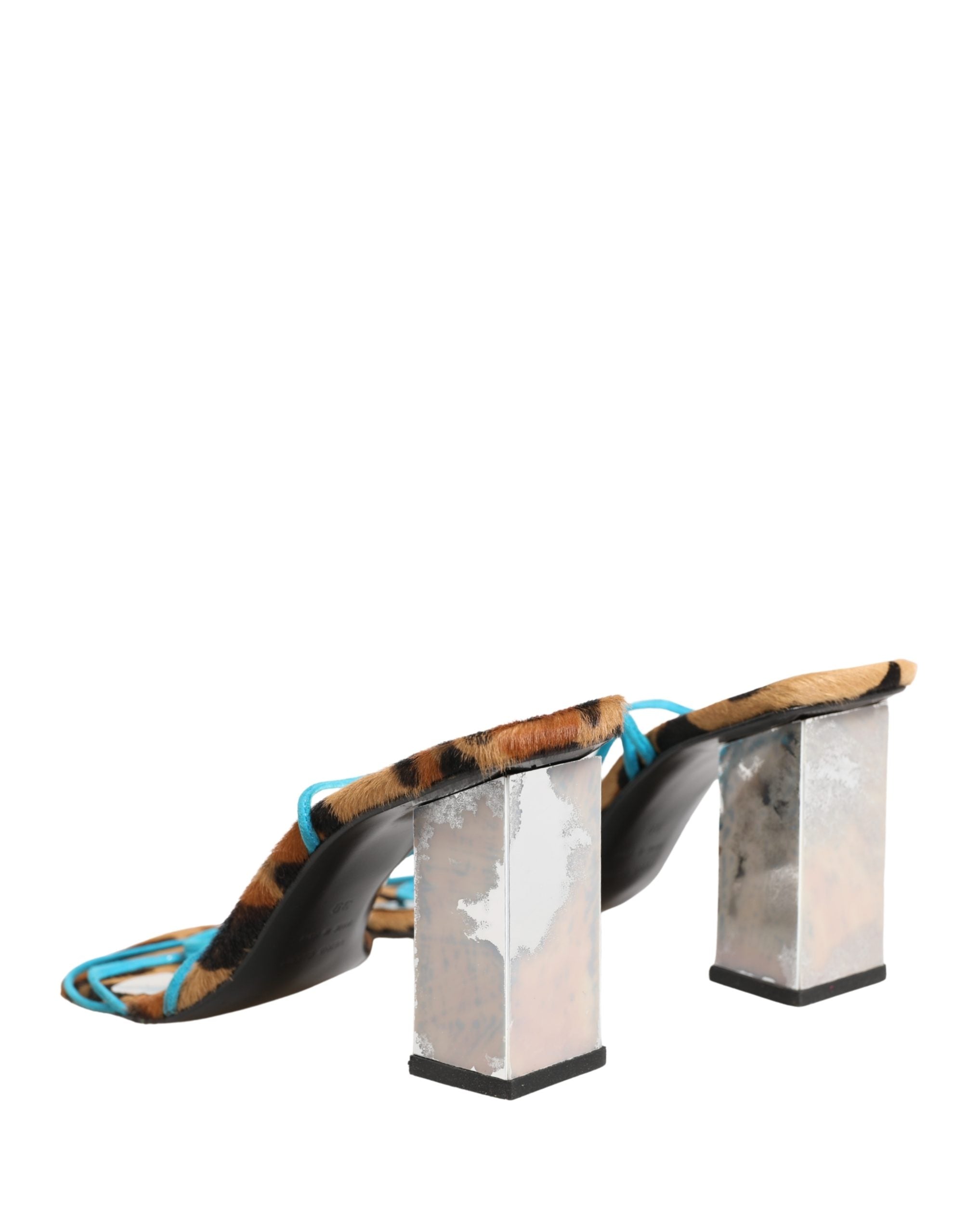 Dolce & Gabbana Multicolor Leather Block Heels Sandals Shoes