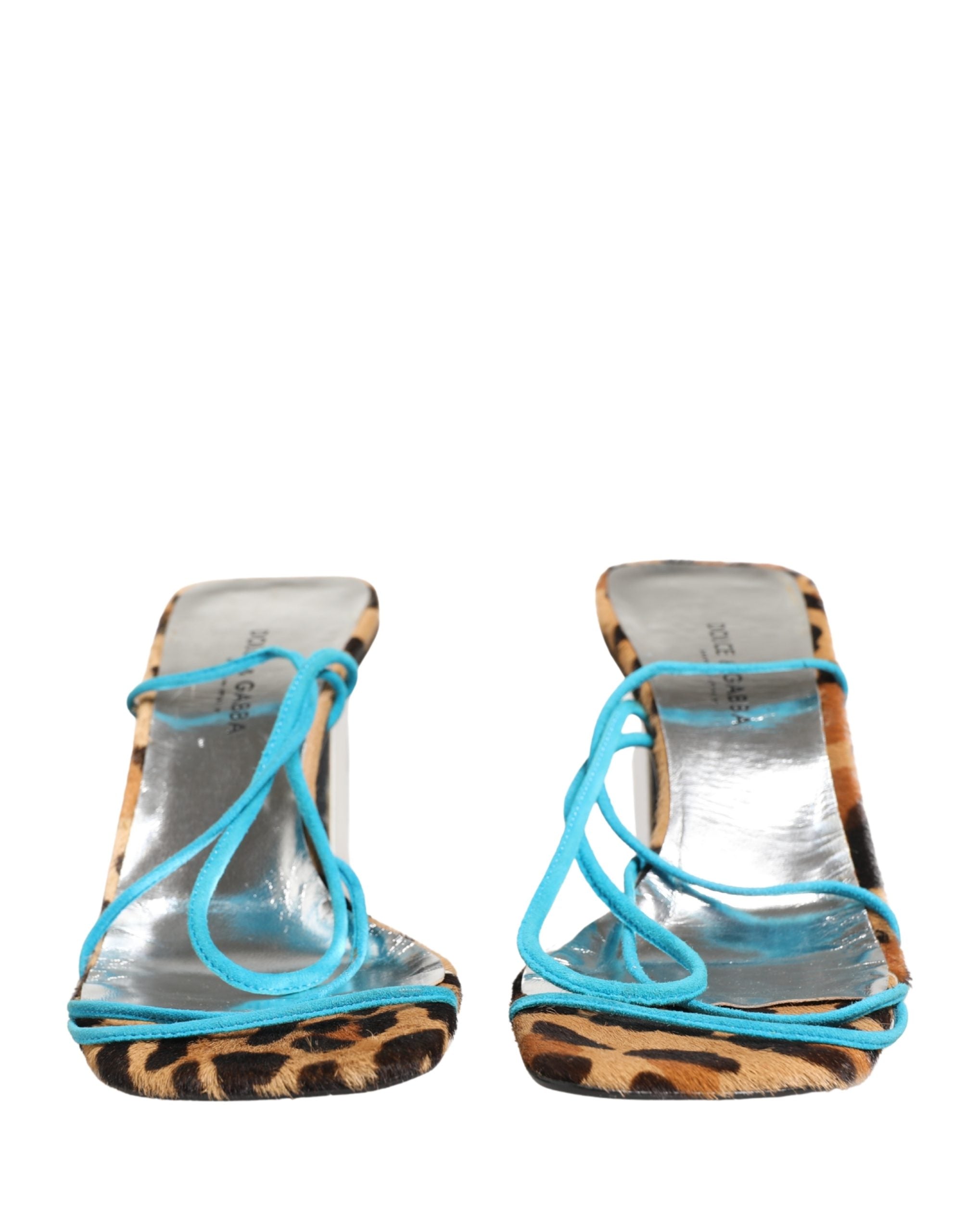 Dolce & Gabbana Multicolor Leather Block Heels Sandals Shoes