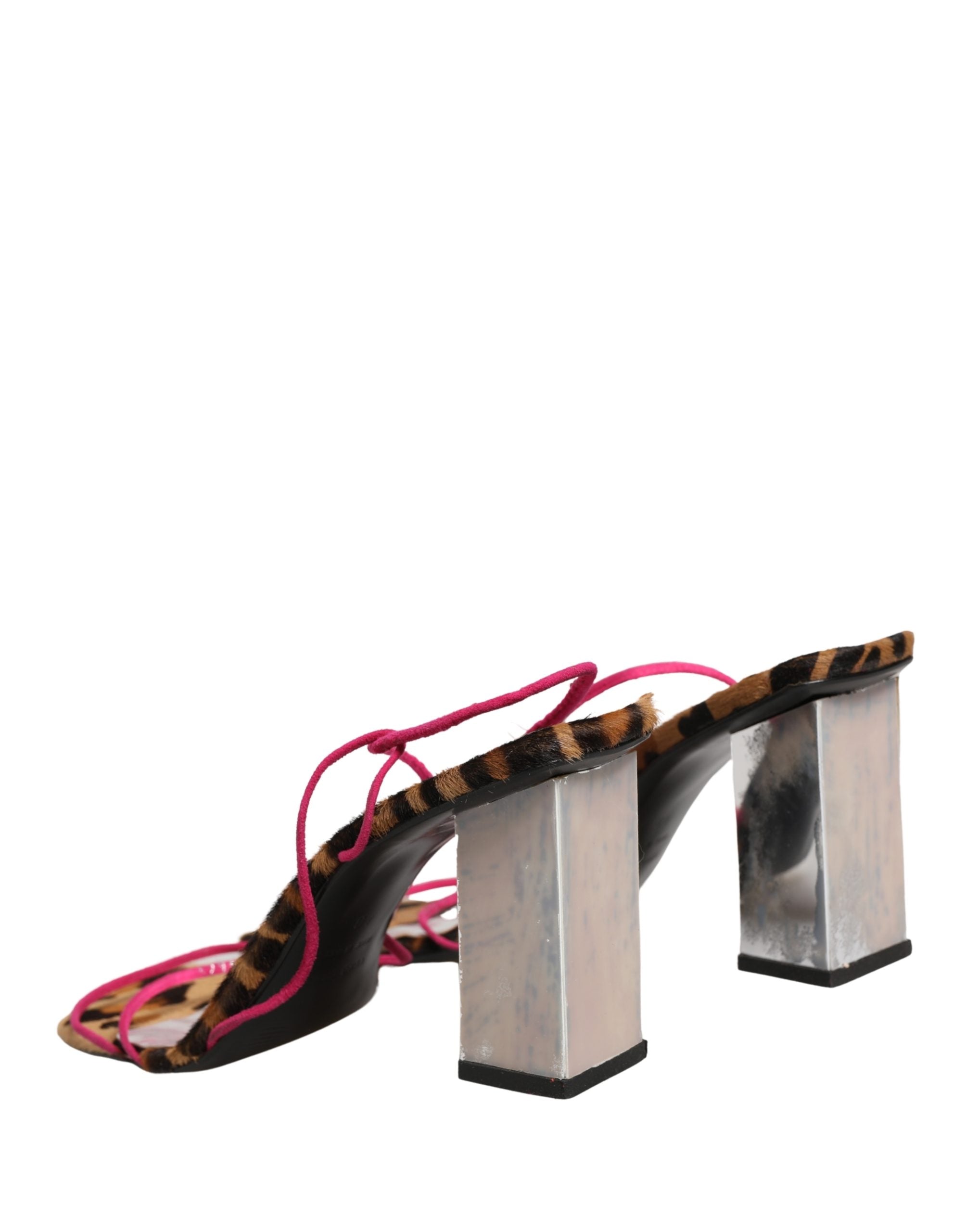 Dolce & Gabbana Multicolor Leather Block Heels Sandals Shoes