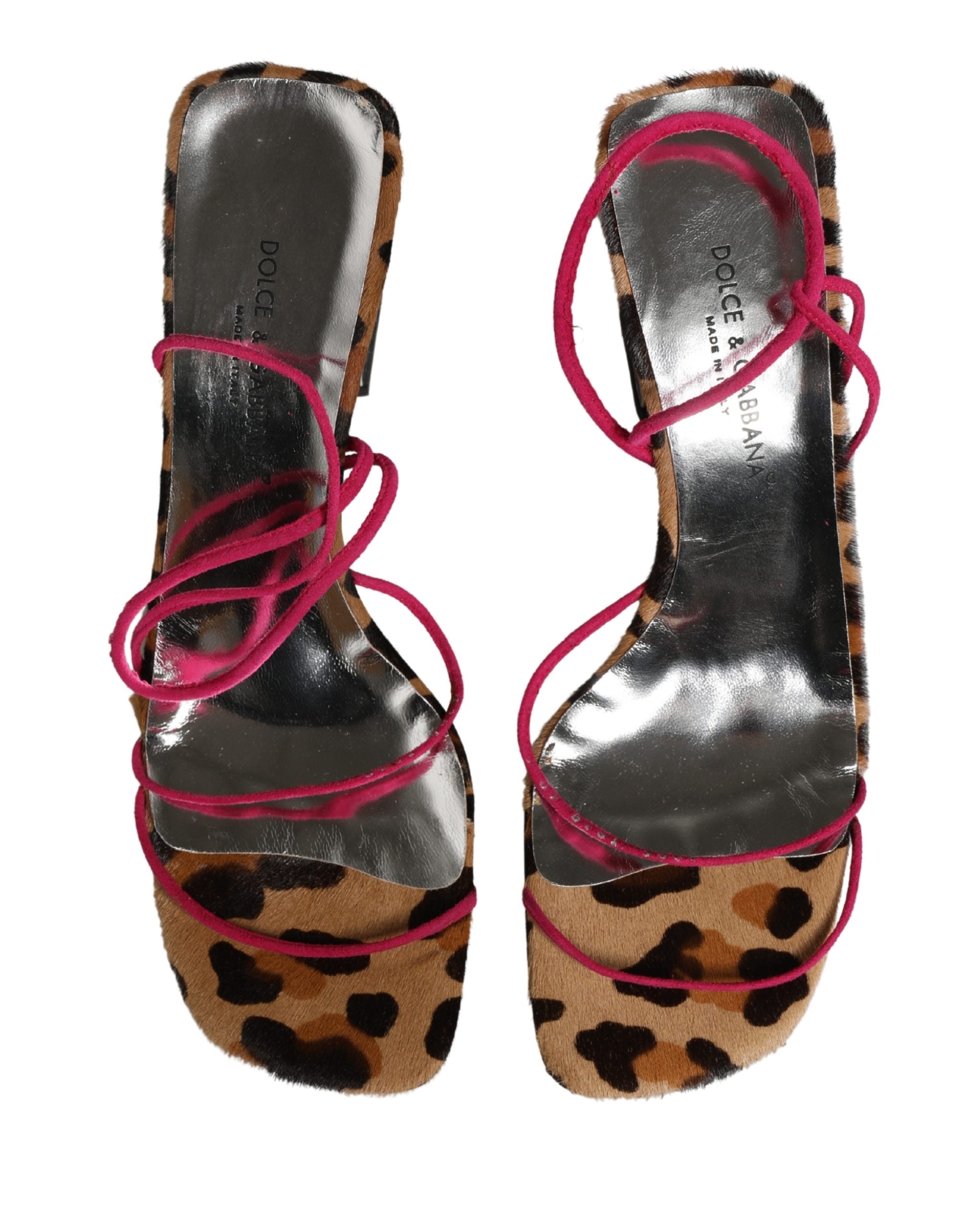 Dolce & Gabbana Multicolor Leather Block Heels Sandals Shoes