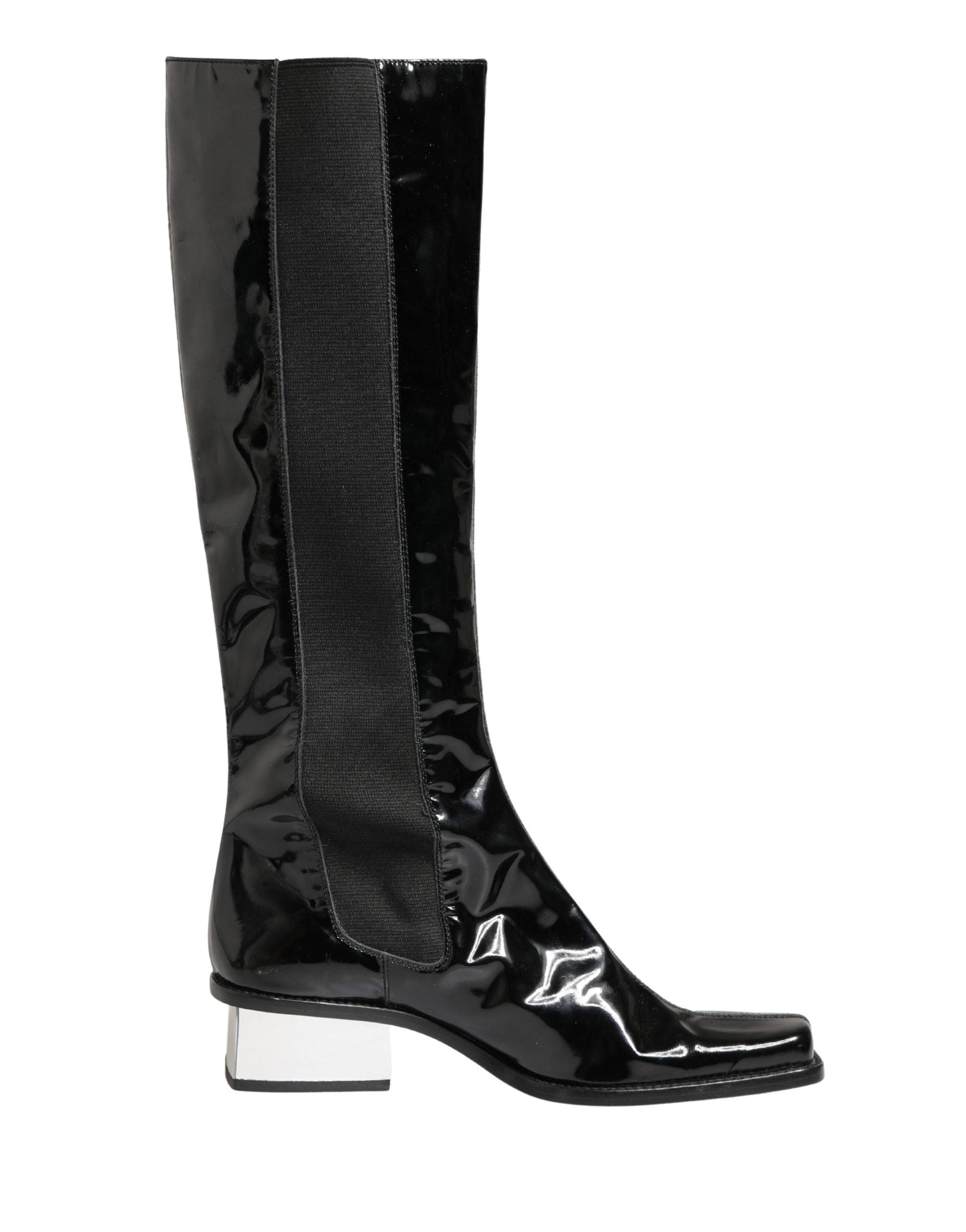 Dolce & Gabbana Black Patent Leather Knee High Boots Shoes