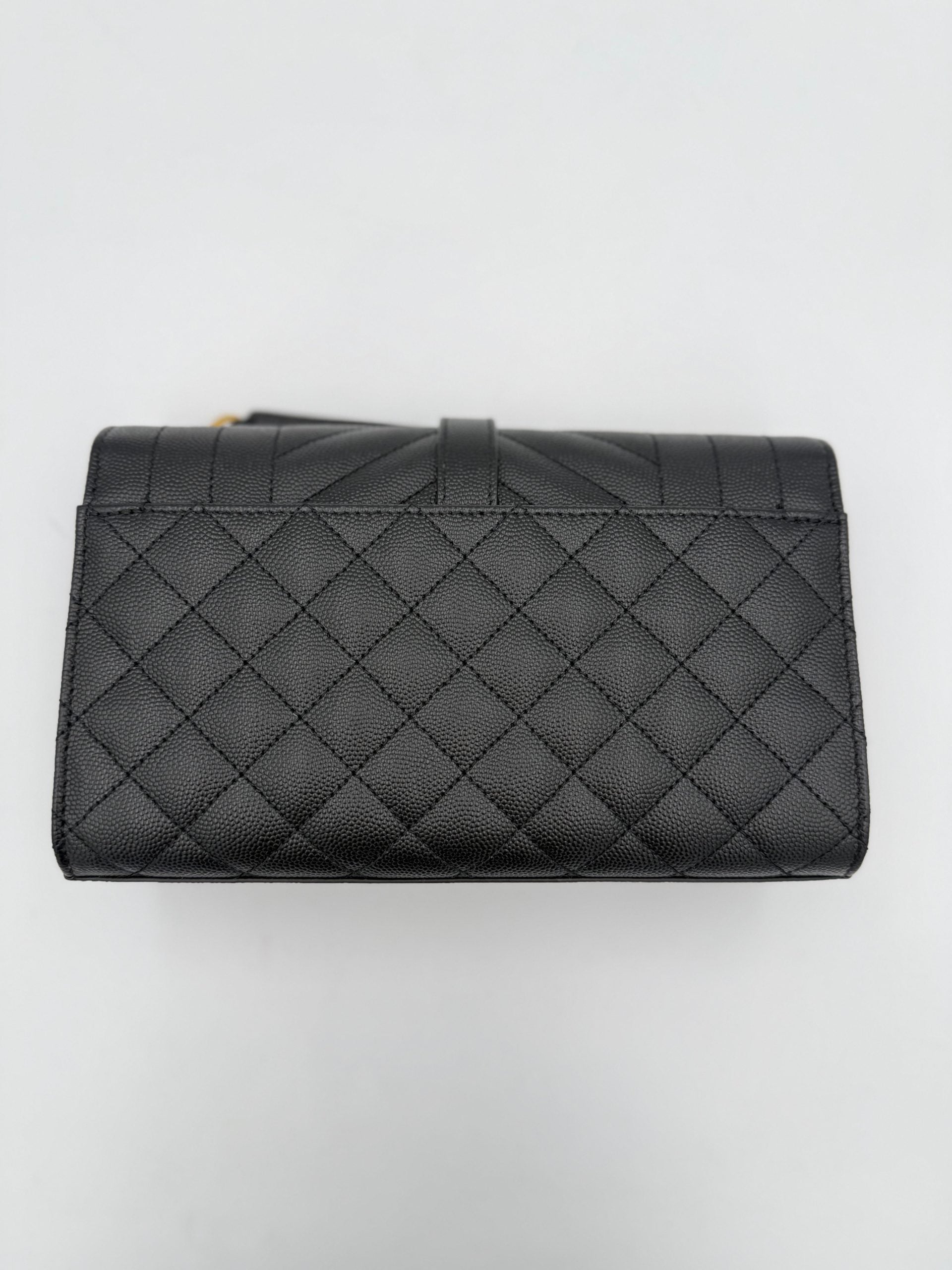 Saint Laurent SAINT LAURENT ENVELOPE SMALL in Black Grained Leather Handbag