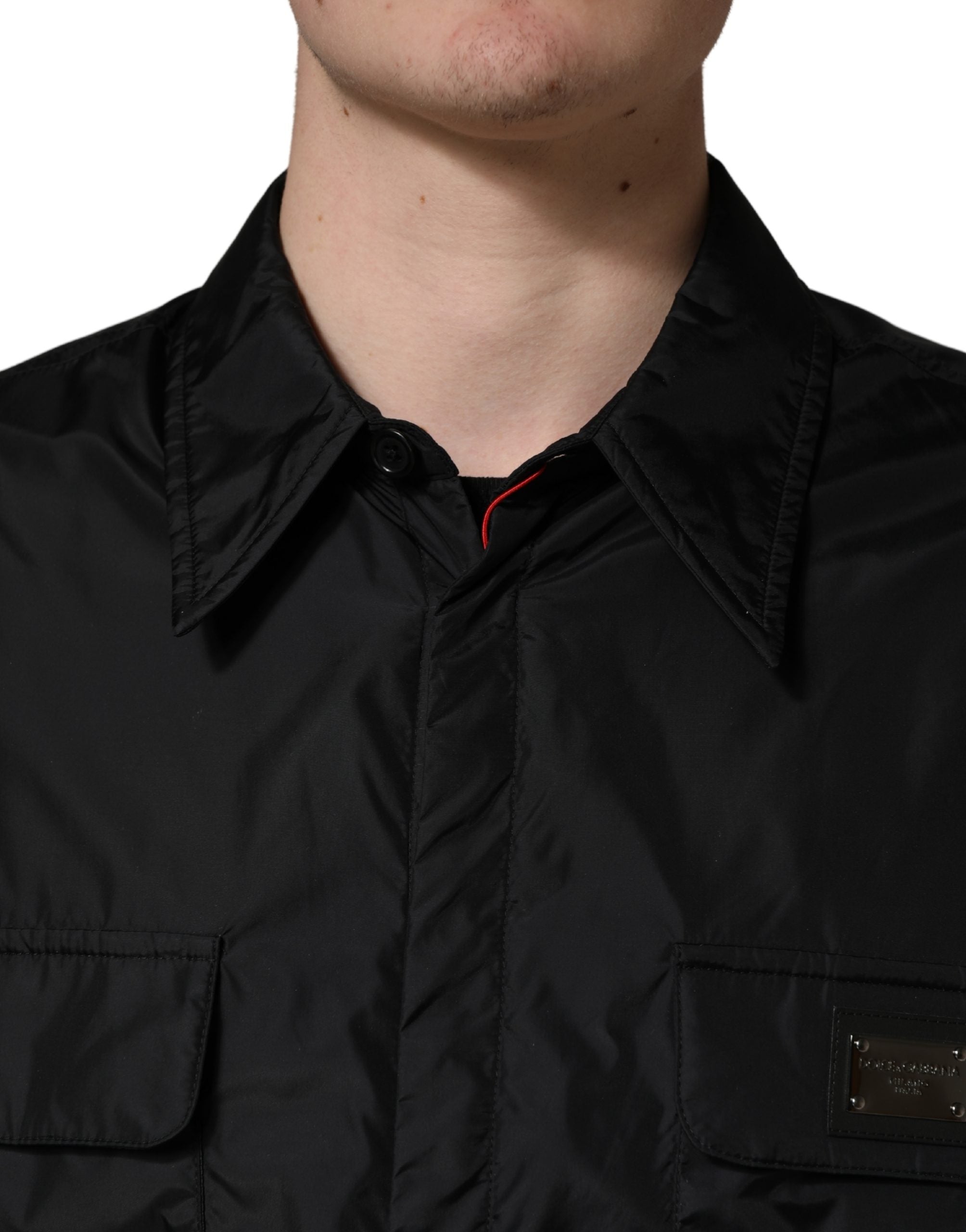 Dolce & Gabbana Black Logo Plaque Long Sleeves Shirt Jacket