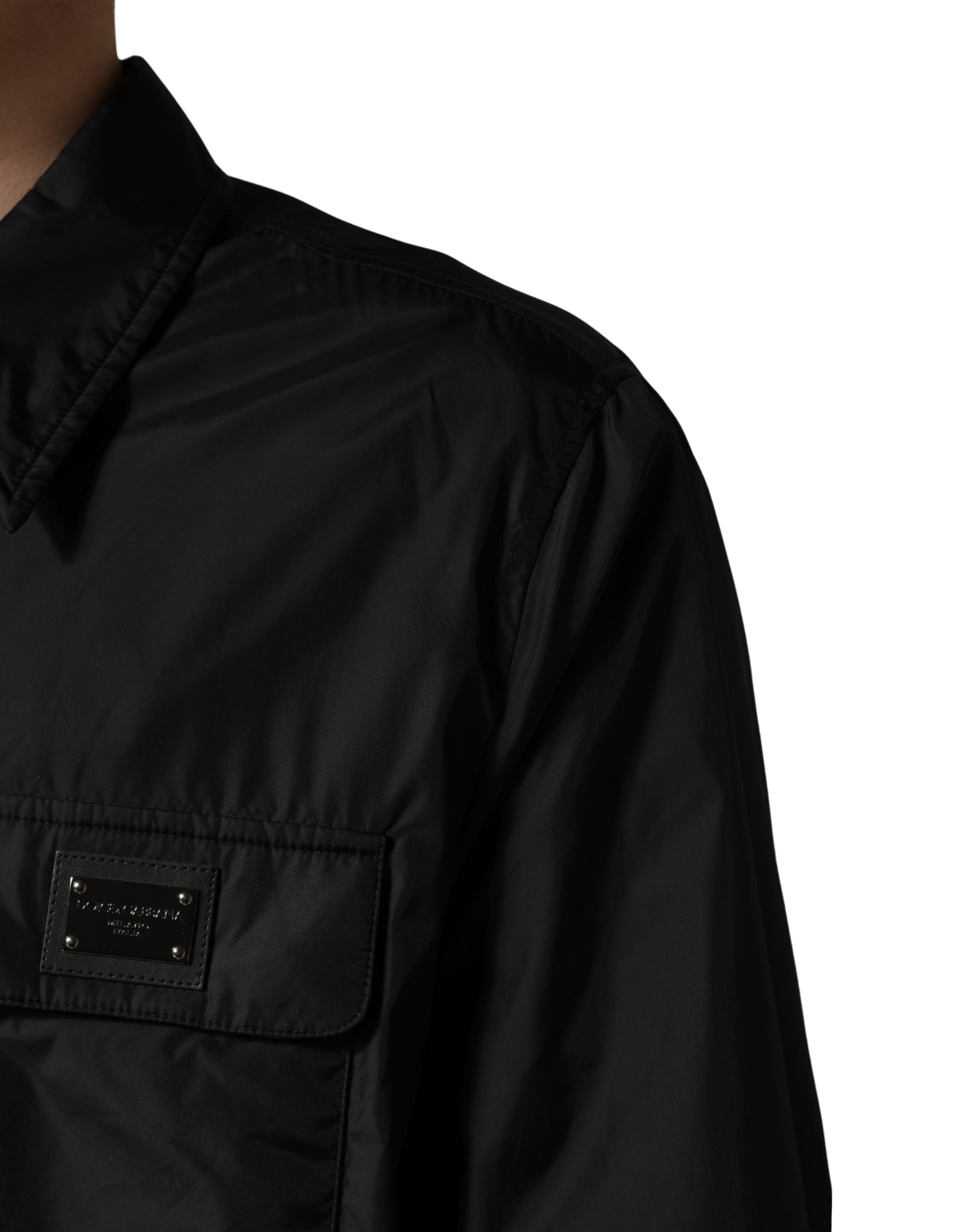 Dolce & Gabbana Black Logo Plaque Long Sleeves Shirt Jacket