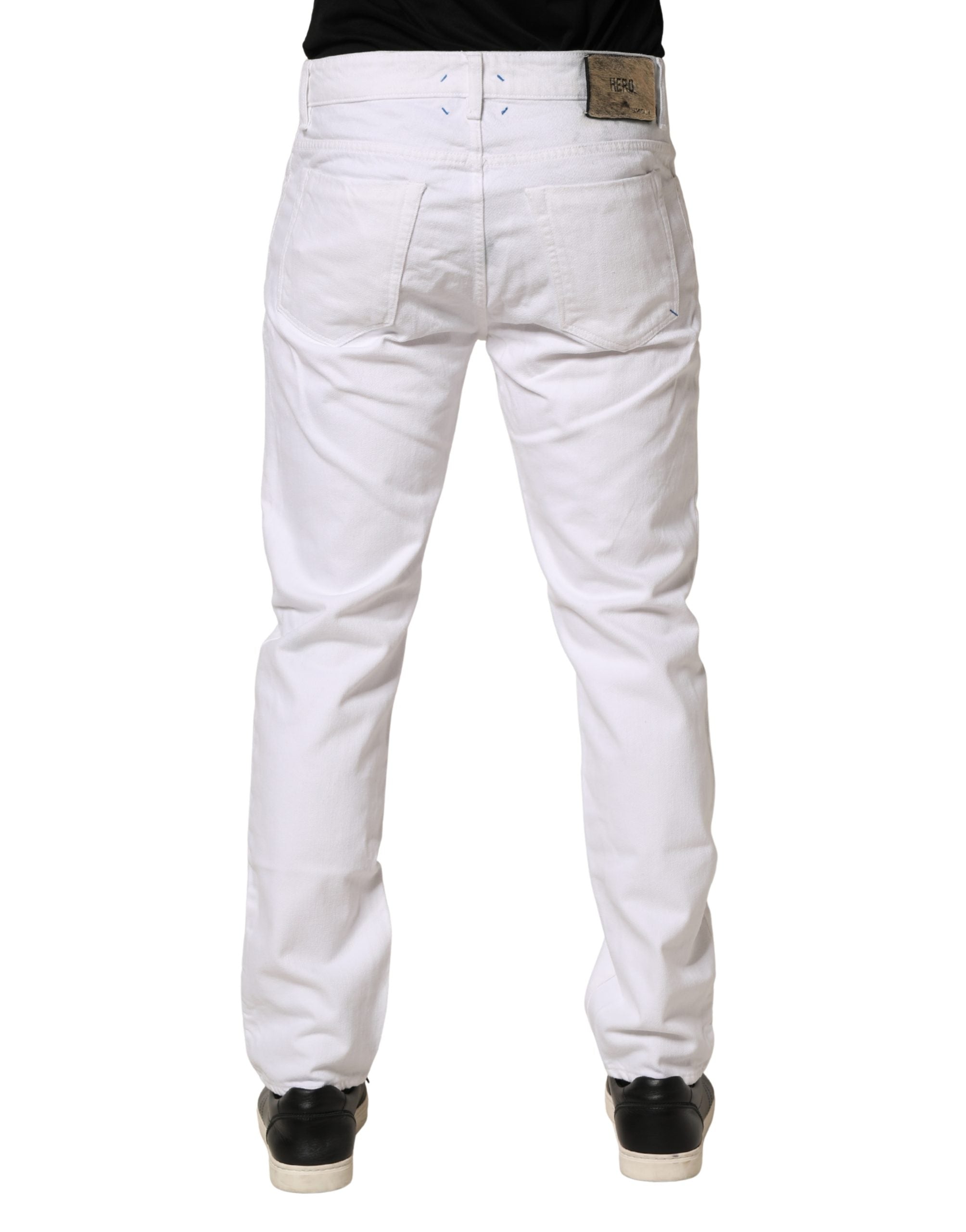 Siviglia White Mid Waist Cotton Skinny Denim Men Trouser Jeans