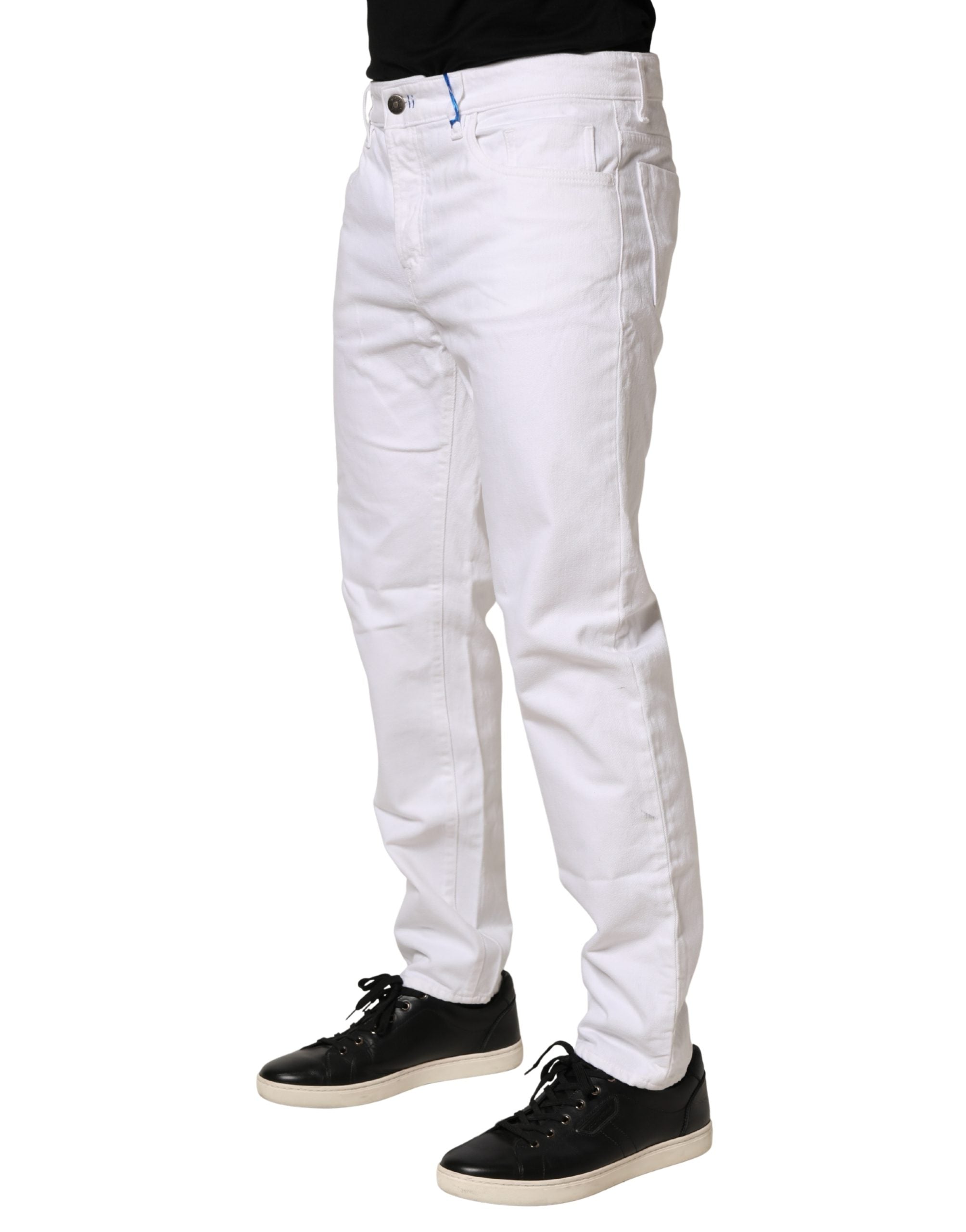 Siviglia White Mid Waist Cotton Skinny Denim Men Trouser Jeans