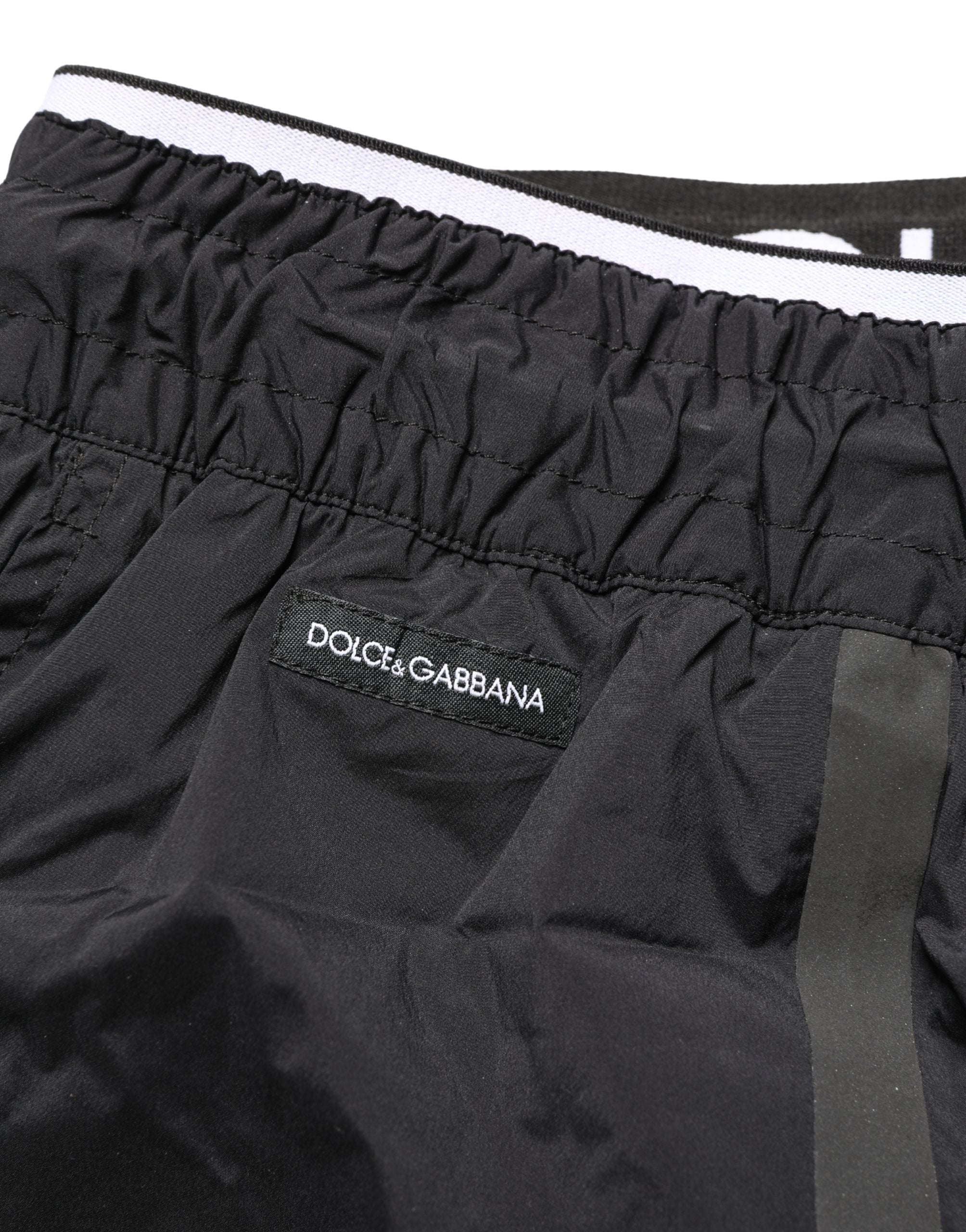 Dolce & Gabbana Black Nylon Elastic Waist Swim Shorts Swimwear