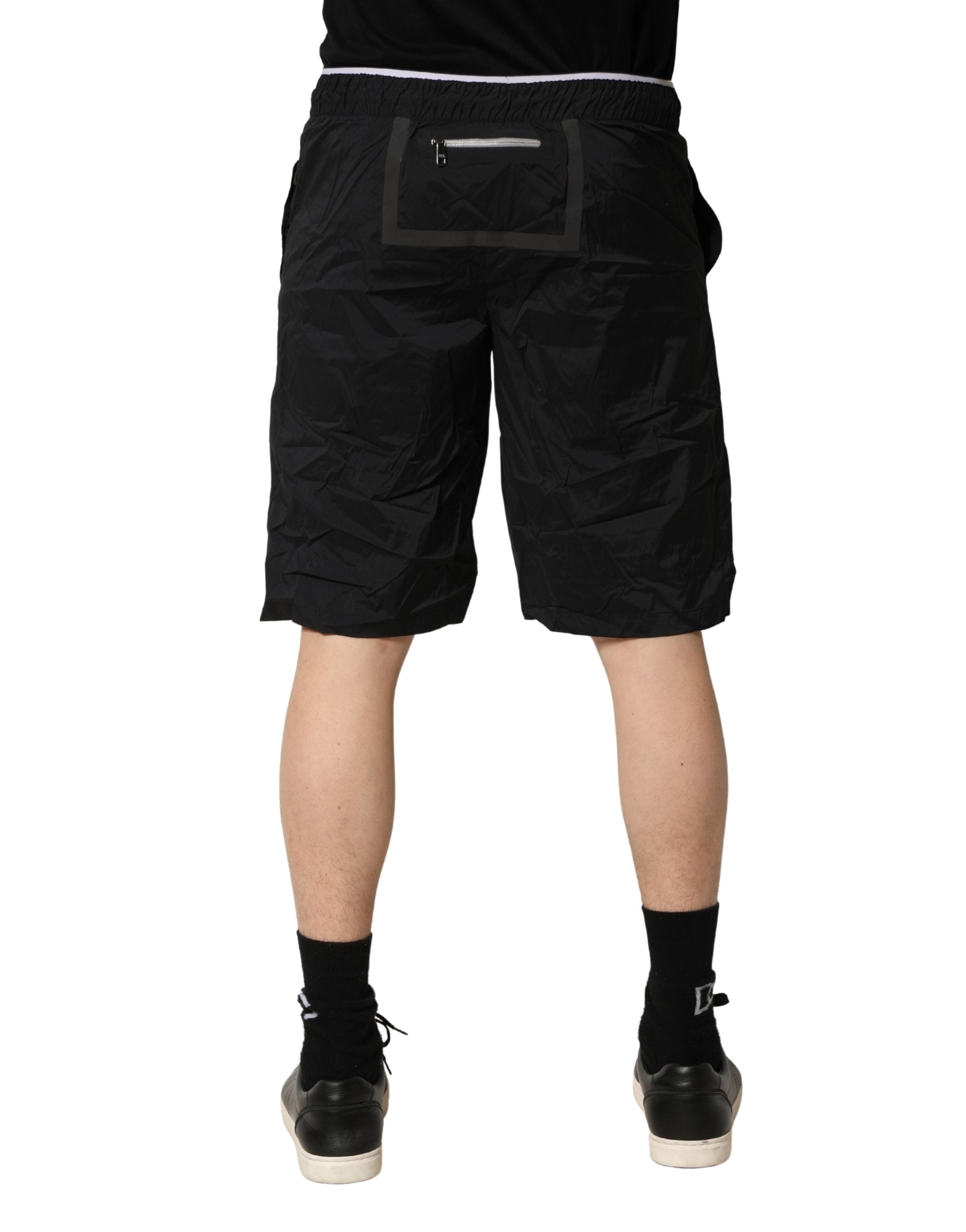 Dolce & Gabbana Black Nylon Elastic Waist Swim Shorts Swimwear