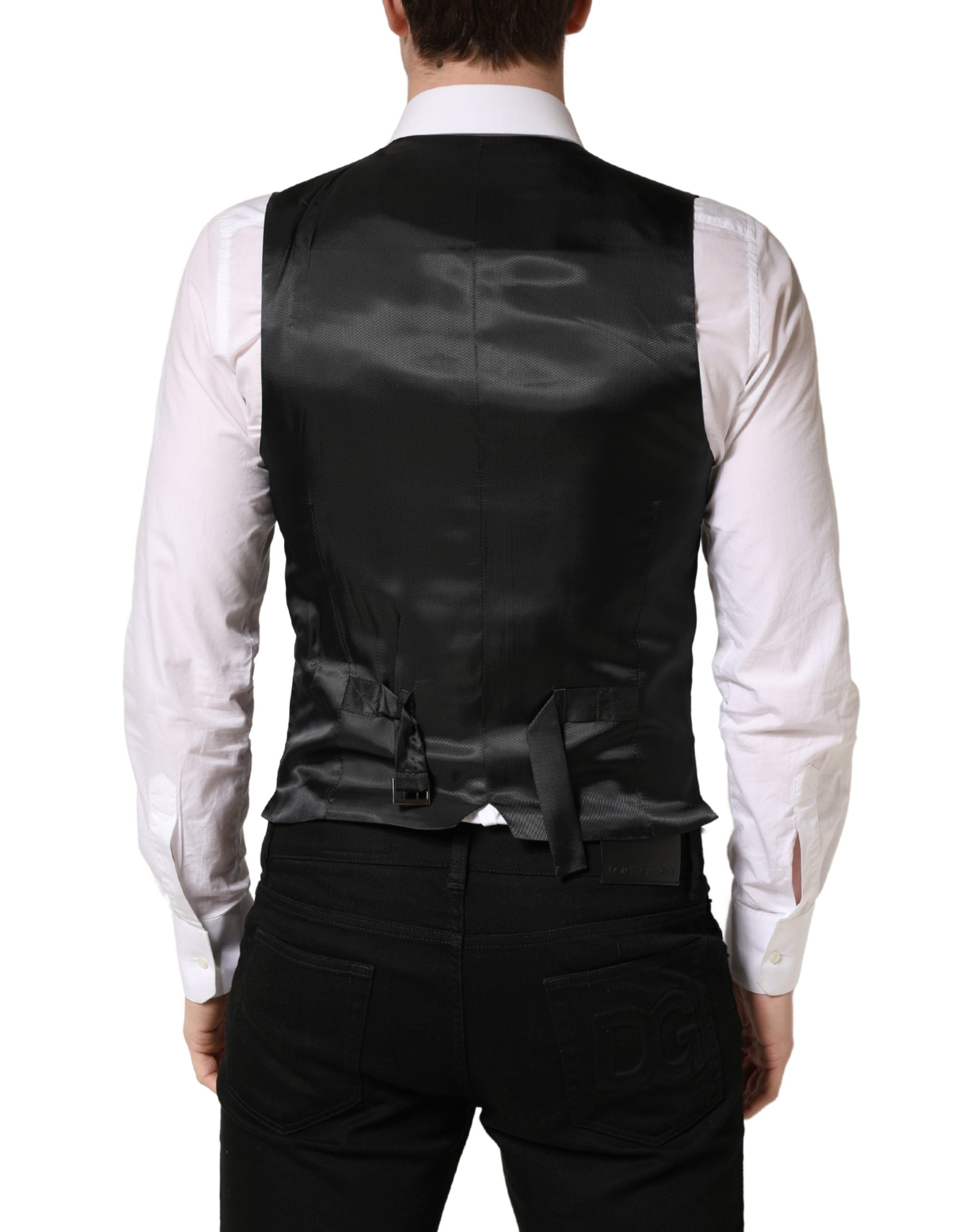 Dolce & Gabbana Dark Gray Wool Dress Formal Waistcoat Vest