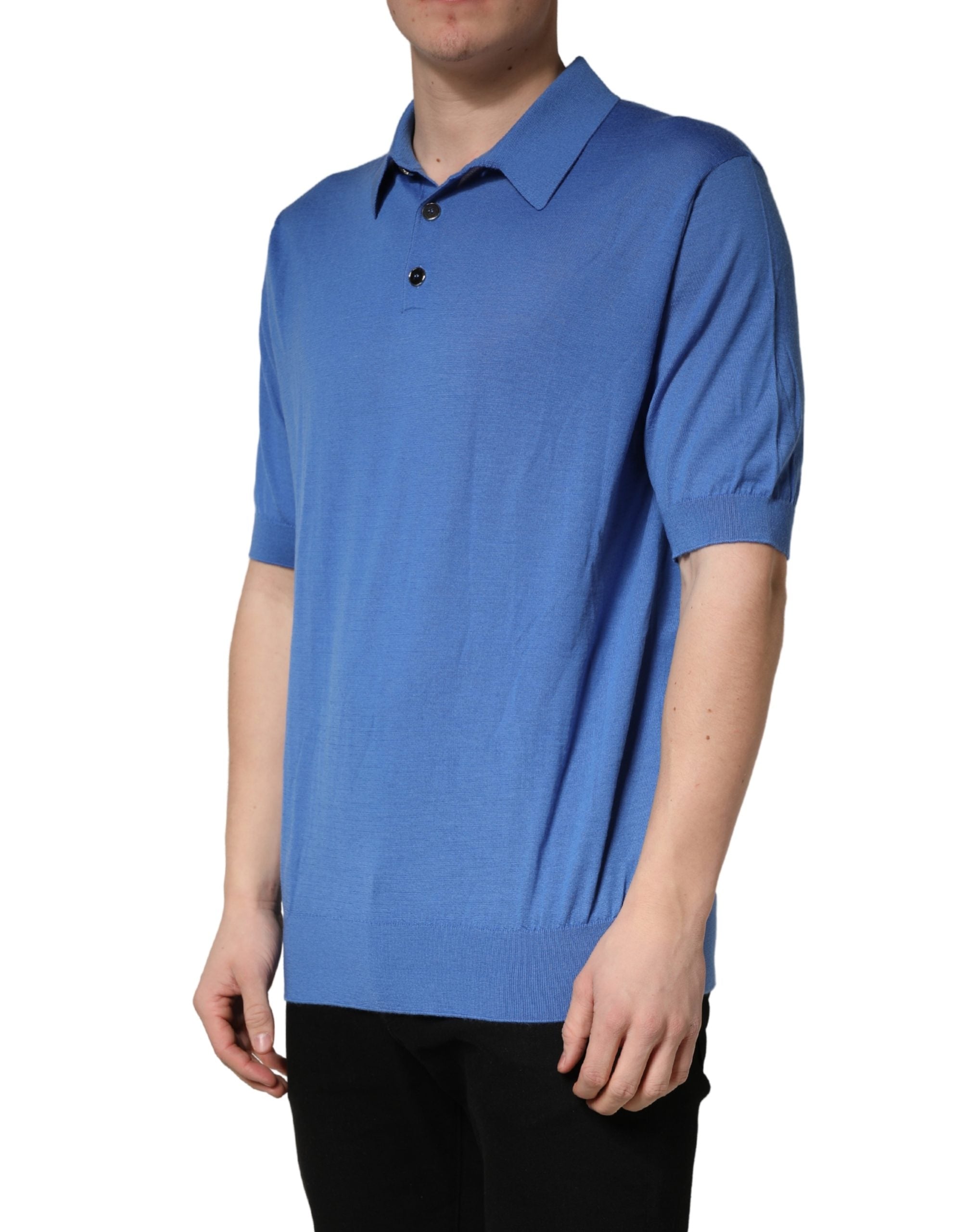 Dolce & Gabbana Blue Cashmere Short Sleeves Polo T-shirt