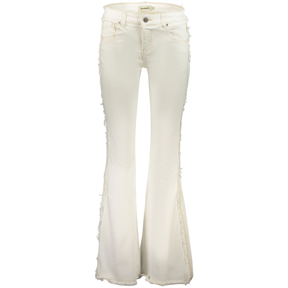 Desigual White Cotton Flared Jeans LUNESCAPE