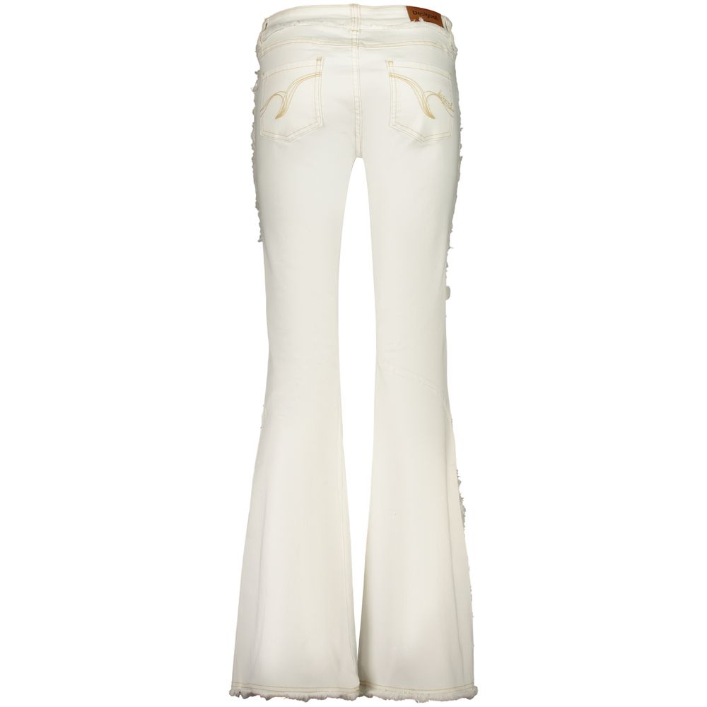 Desigual White Cotton Flared Jeans LUNESCAPE