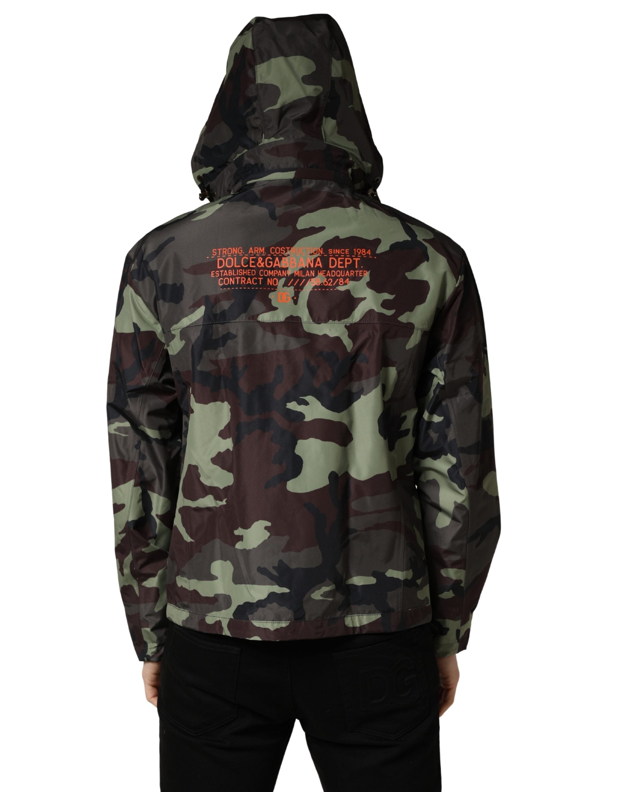 Dolce & Gabbana Multicolor Camouflage Hooded Bomber Jacket