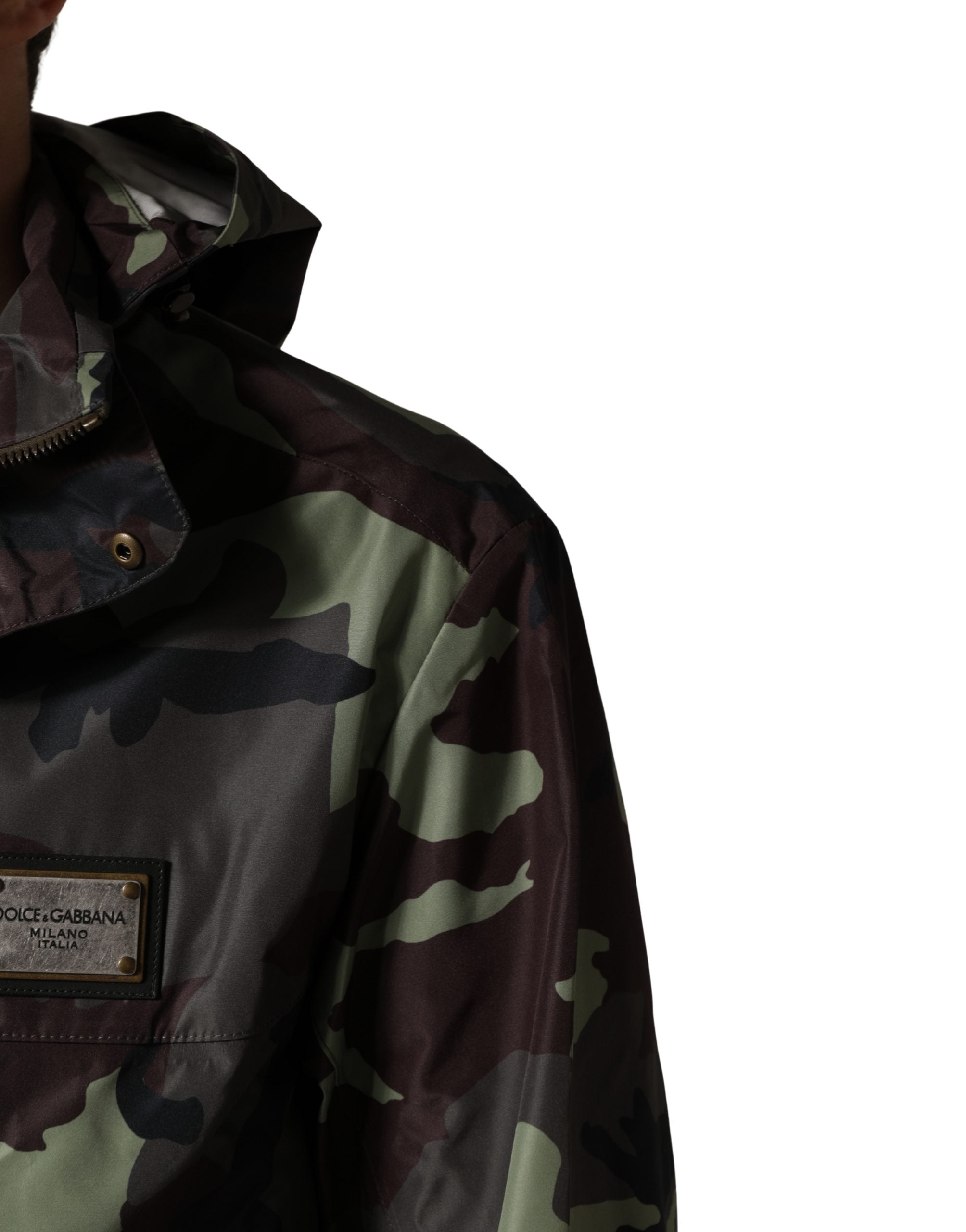 Dolce & Gabbana Multicolor Camouflage Hooded Bomber Jacket
