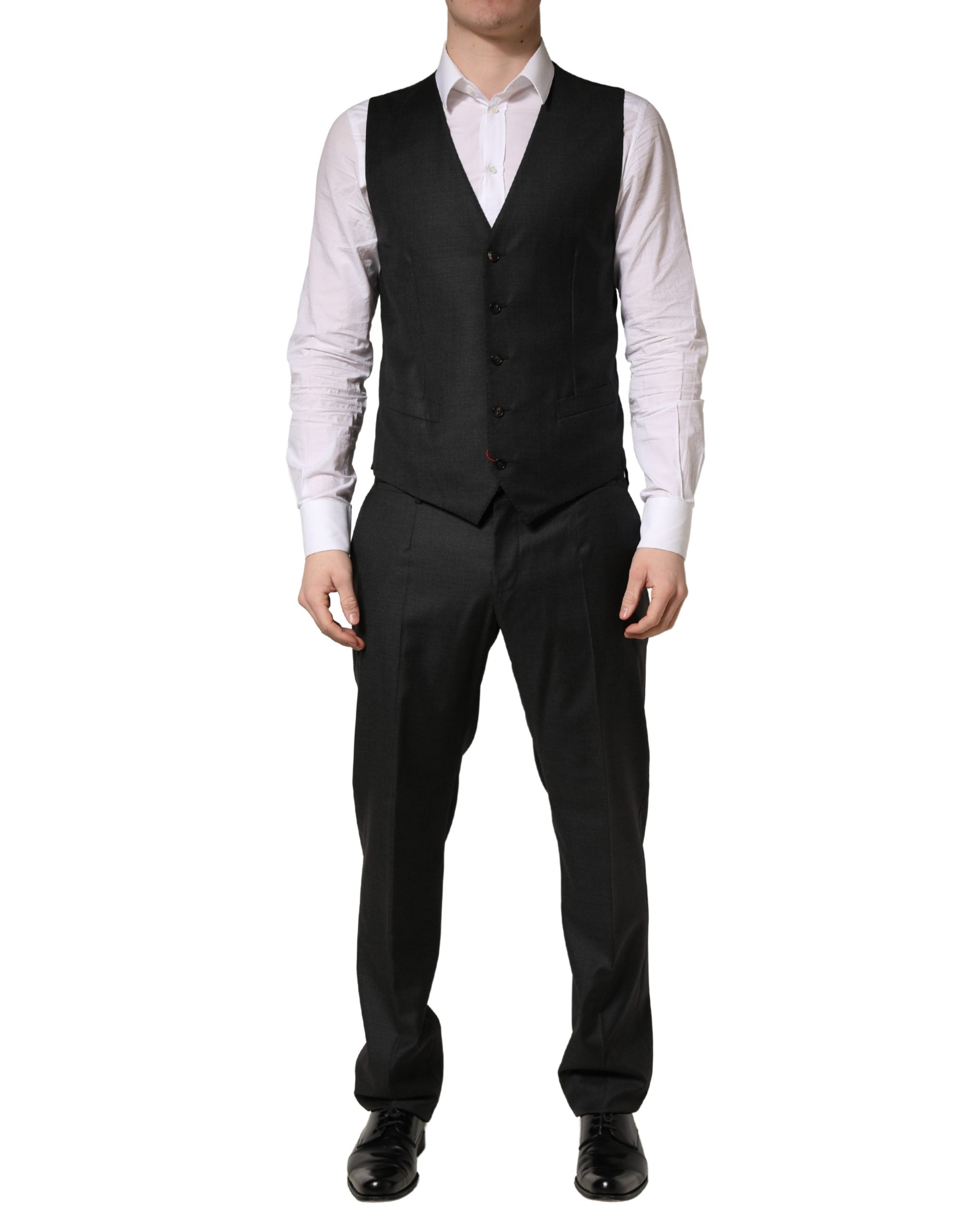 Dolce & Gabbana Black Wool Slim Fit Formal 3 Piece Men Suit